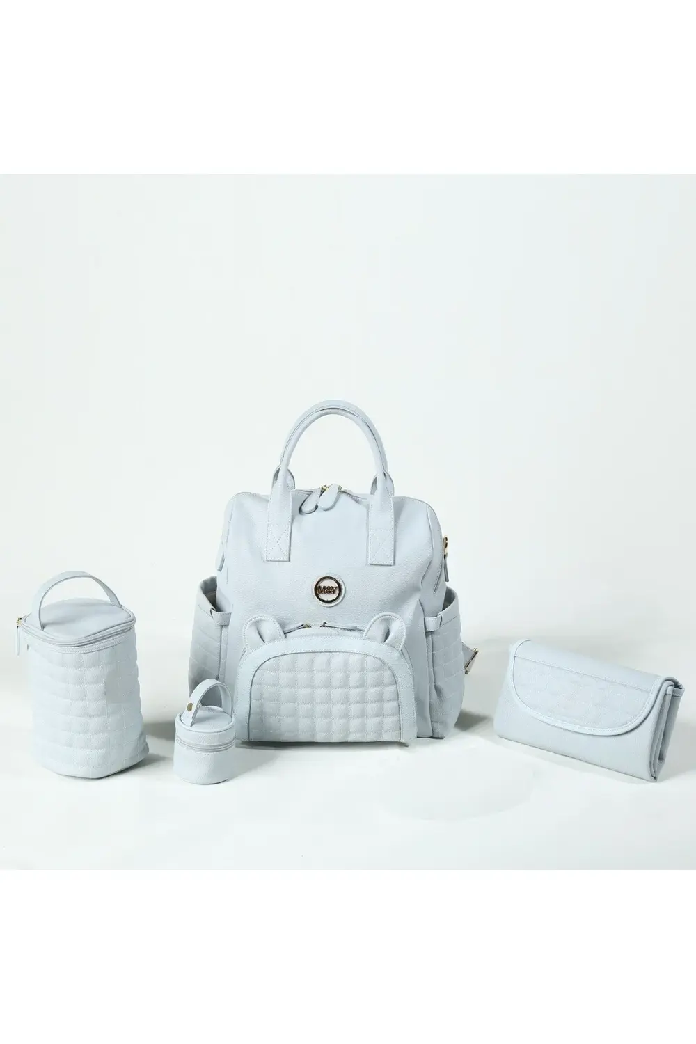 M&Y Kıtty Deri Anne Bebek Bakım Sırt Çantası 7270 Gri