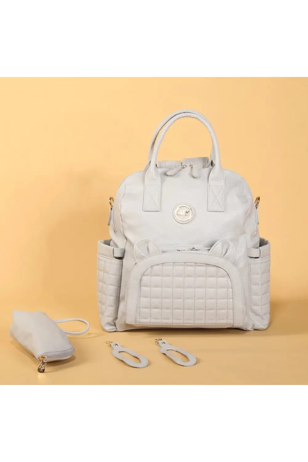 M&y Kitty Deri Anne Bebek Bakım Sırt Çantası 7271 Gri