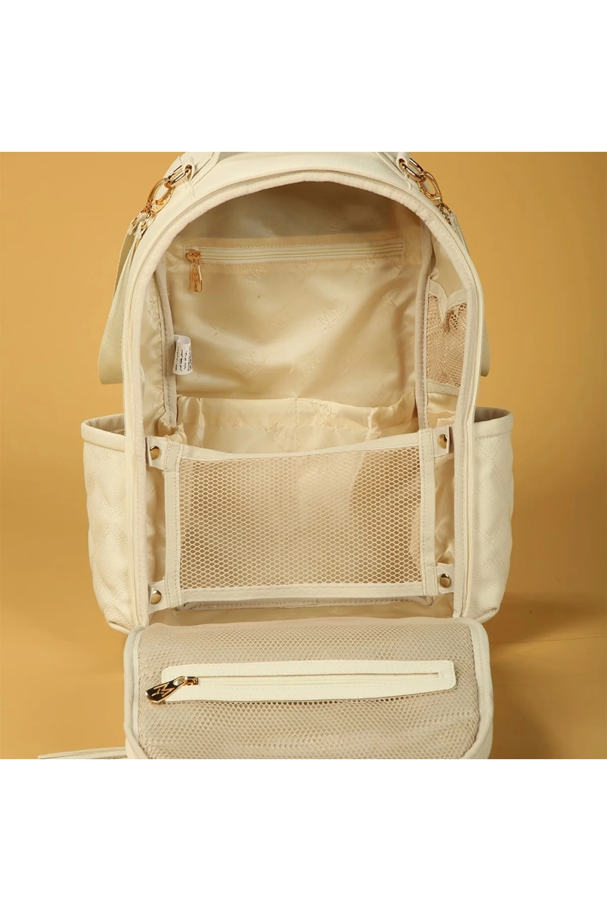 M&Y Oeste Deri Anne Bebek Bakım Sırt Çantası 7300 Krem