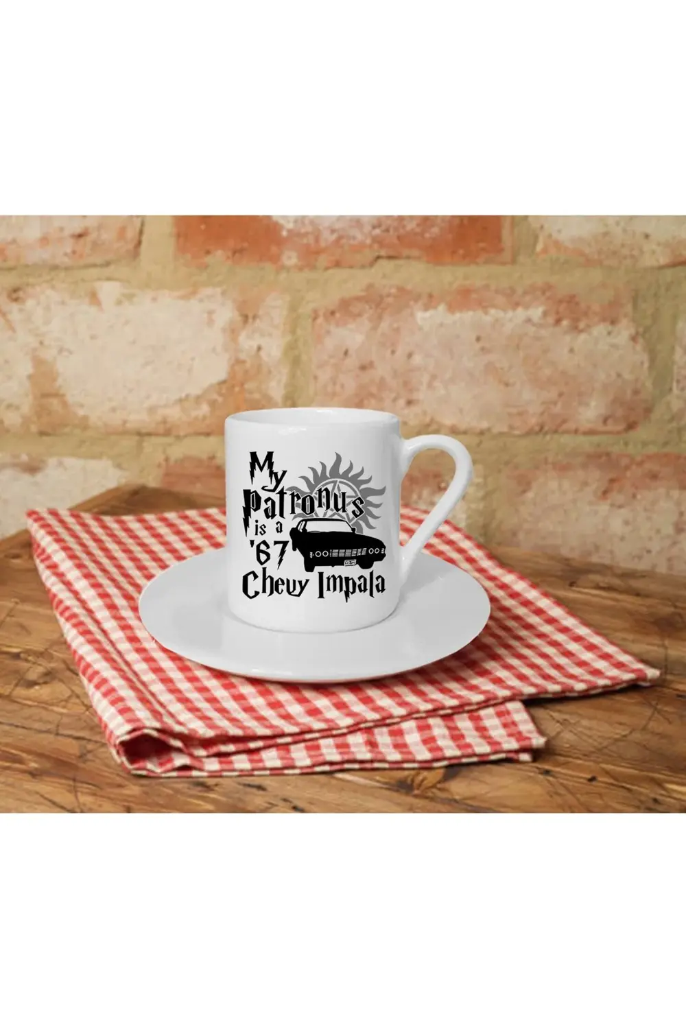 My Patronus Chevy Impala Baskılı Beyaz Türk Kahvesi Fincanı