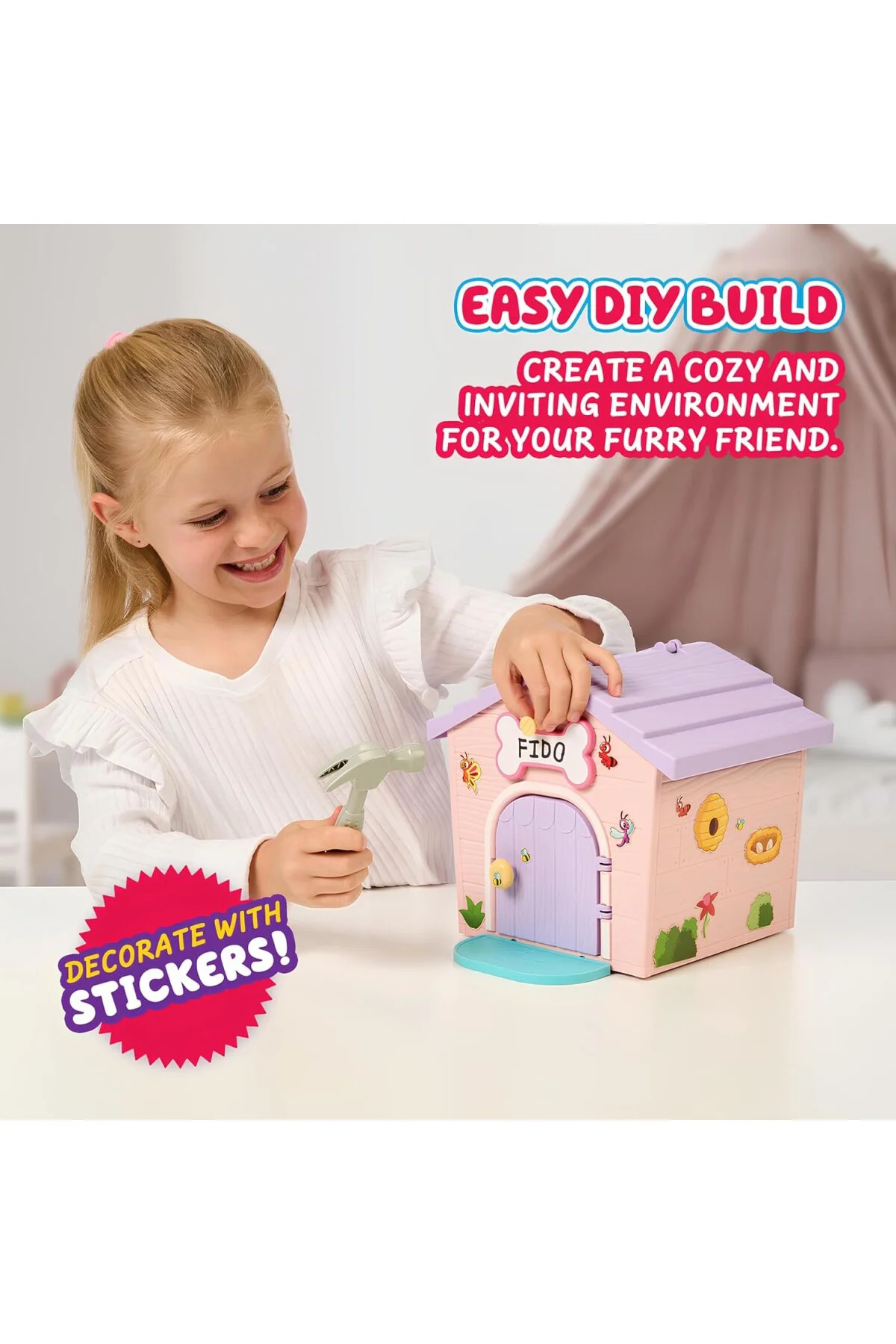 My Puppy's Home Minis - Pink & Purple Home | Peluş Oyuncak ve Köpek Kulübesi Oyun Seti.