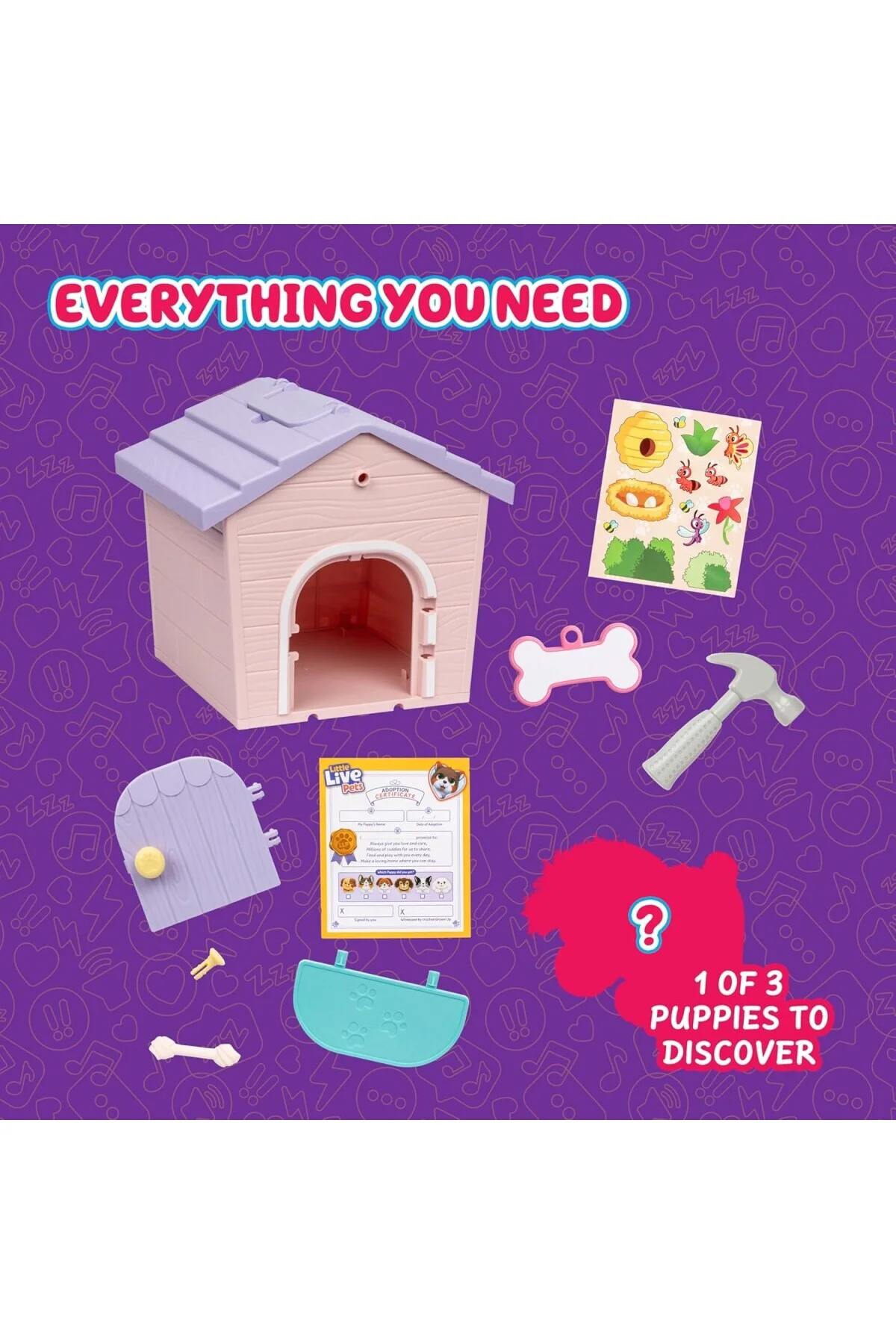 My Puppy's Home Minis - Pink & Purple Home | Peluş Oyuncak ve Köpek Kulübesi Oyun Seti.