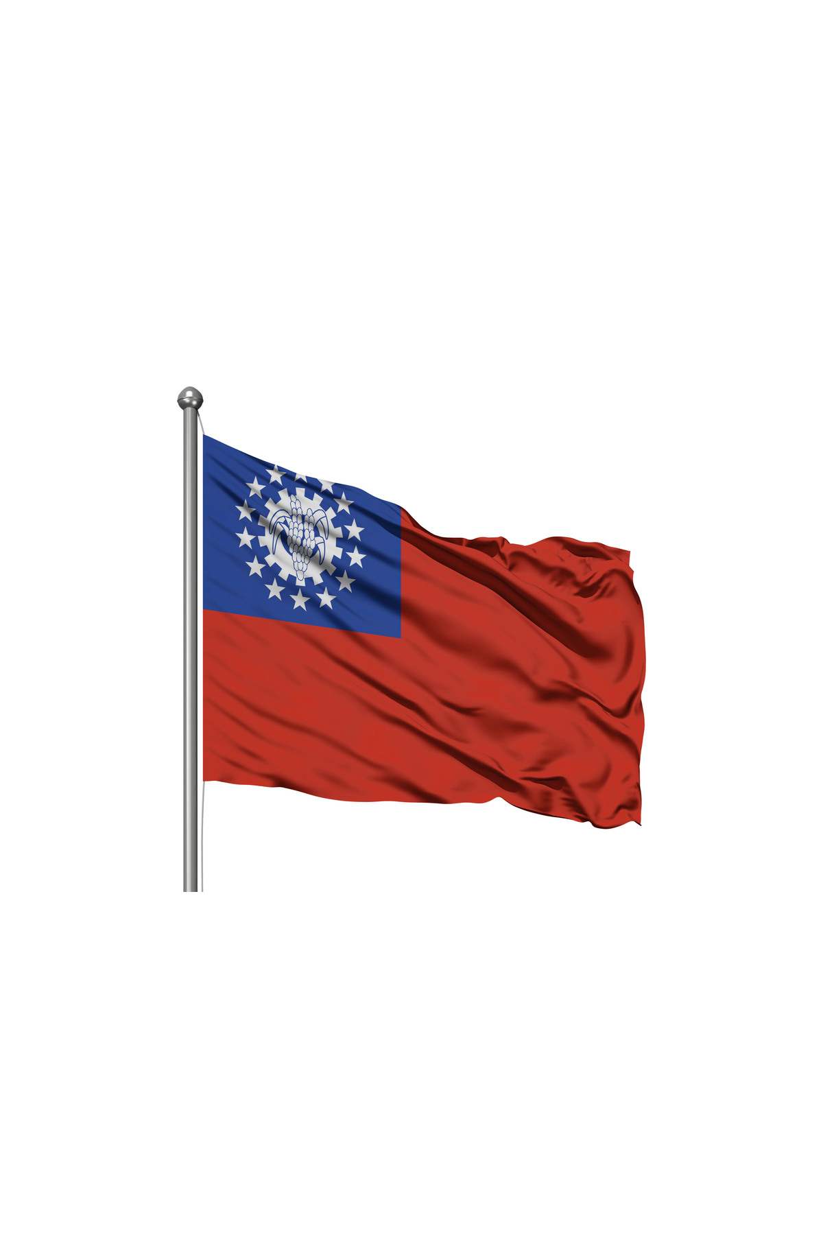 Myanmar - Birmanya Devleti Bayrağı - Premium Raşel Kumaş 100x150c