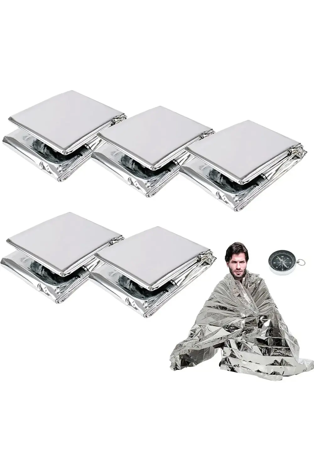 MYFLON 5 adet Acil Durum Battaniyesi, Dayanıklı Kamp Ekipmanları,