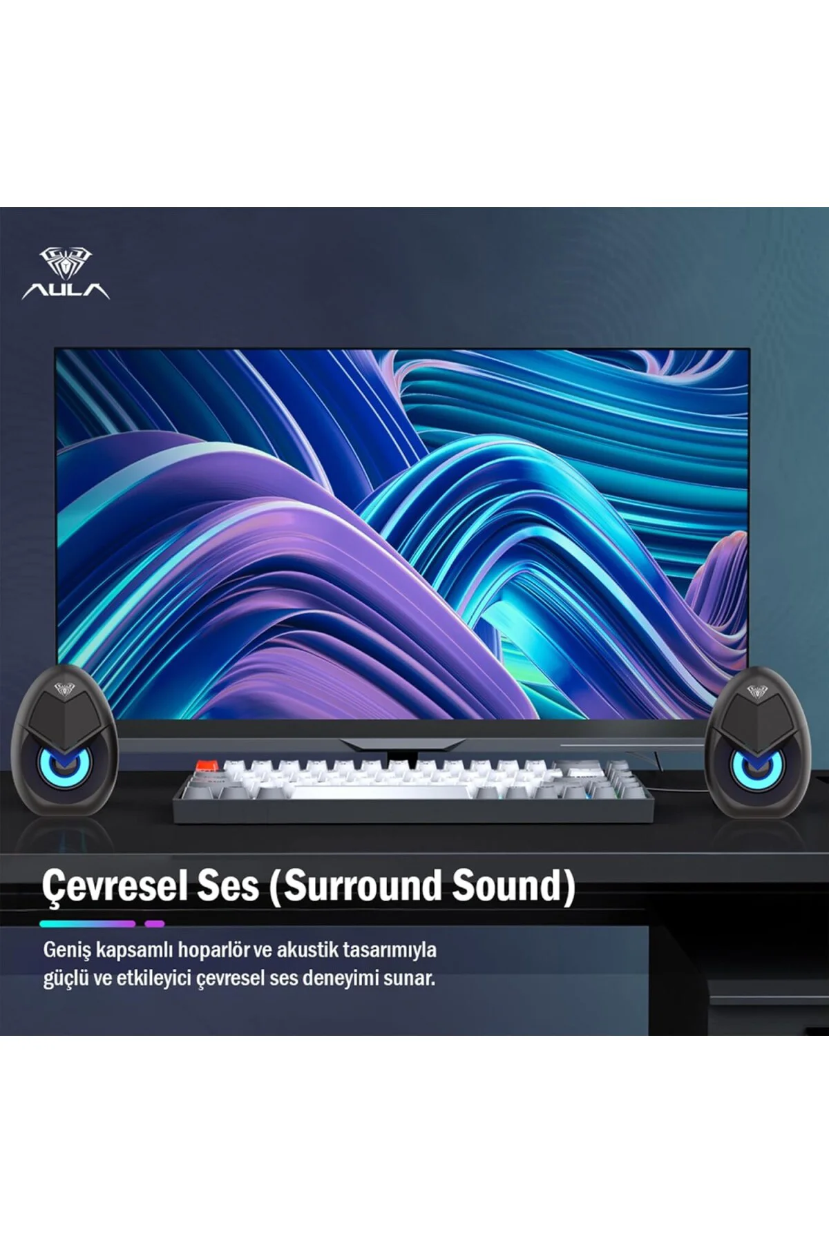 N-69 2 * 3W RGB LED Işıklı Masaüstü Oyuncu Laptop PC Bilgisayar H