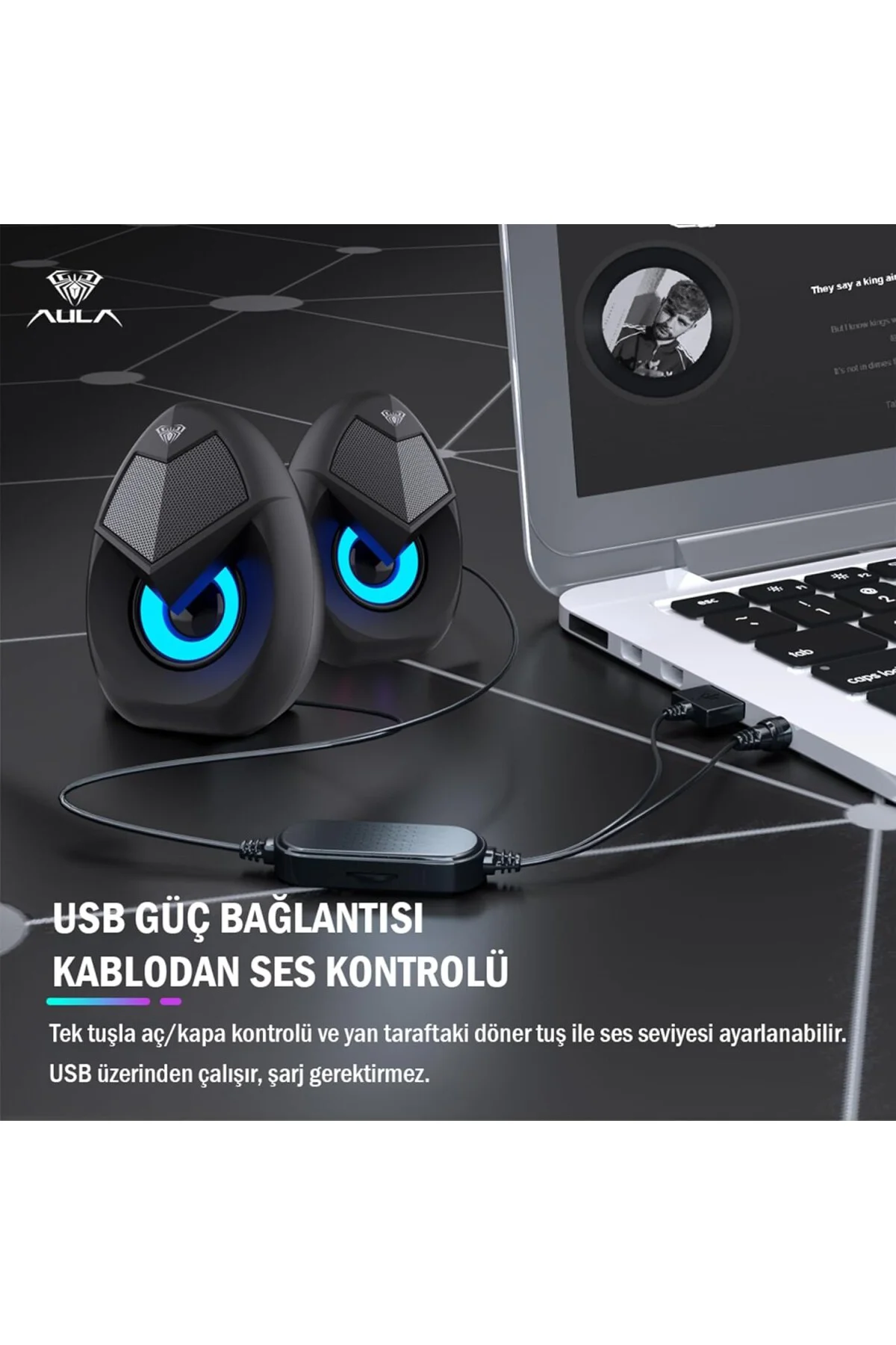 N-69 2 * 3W RGB LED Işıklı Masaüstü Oyuncu Laptop PC Bilgisayar H