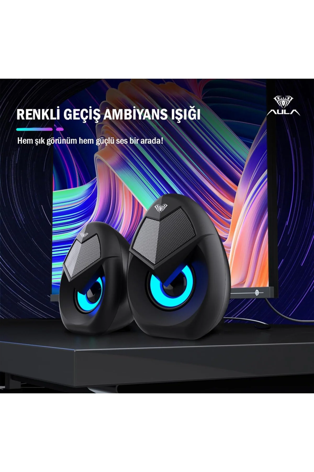 N-69 2 * 3W RGB LED Işıklı Masaüstü Oyuncu Laptop PC Bilgisayar H