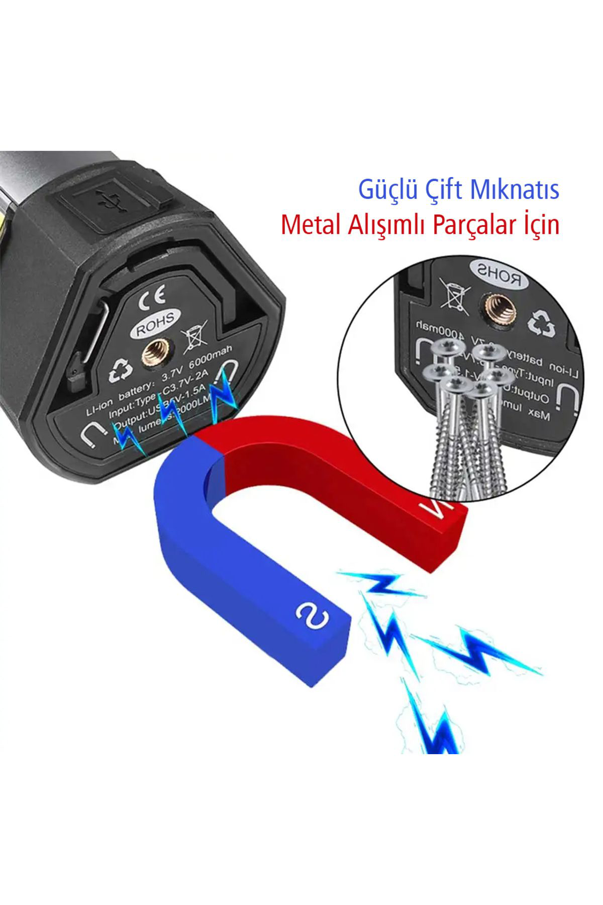 N2mt1c Robotrend Pm-24566 35 Watt Usb - Type-c Girişli P50 Ve Cob Ledli 3 Kanatli Kollu Çaliş