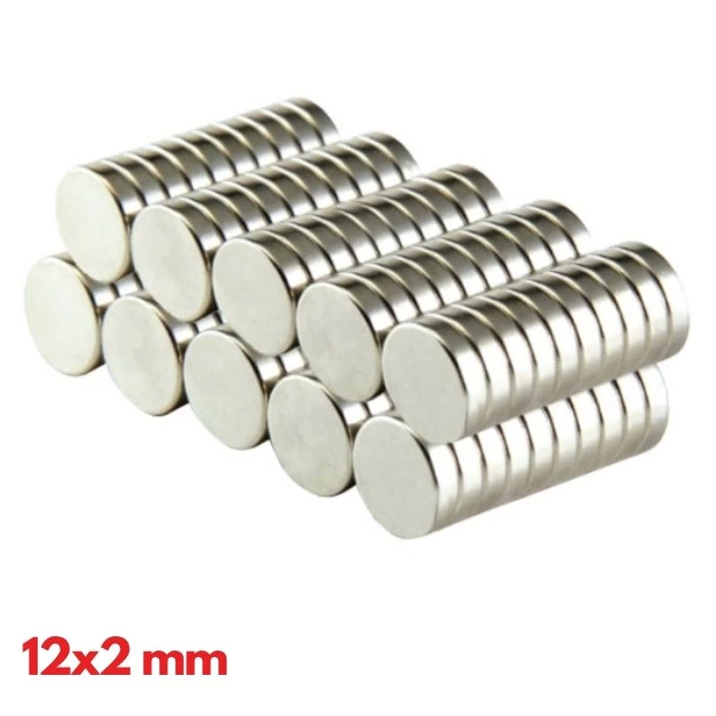 N35 12x2 Mm Neodyum Mıknatıs 250 Adet, Yuvarlak, Nikel Kaplamalı