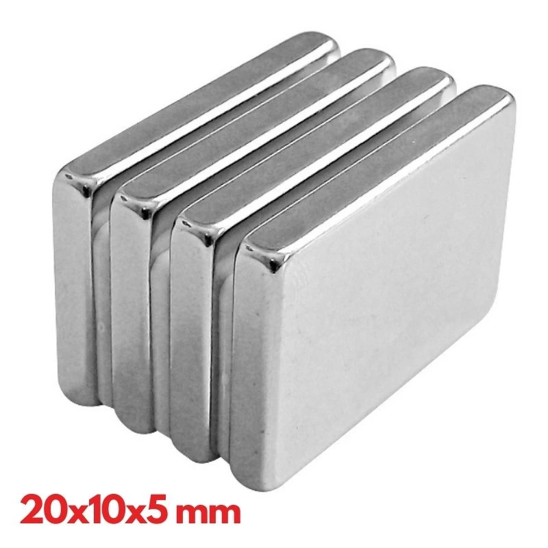 N35 20x10x5 Mm Neodyum Mıknatıs 40 Adet, Köşeli, Nikel Kaplamalı
