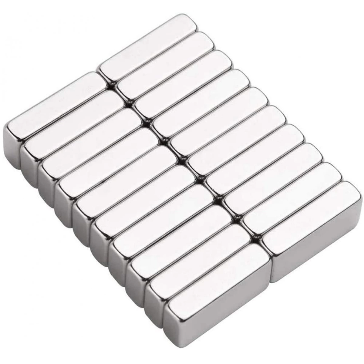 N35 20x10x5 Mm Neodyum Mıknatıs 100 Adet, Köşeli, Nikel Kaplamalı