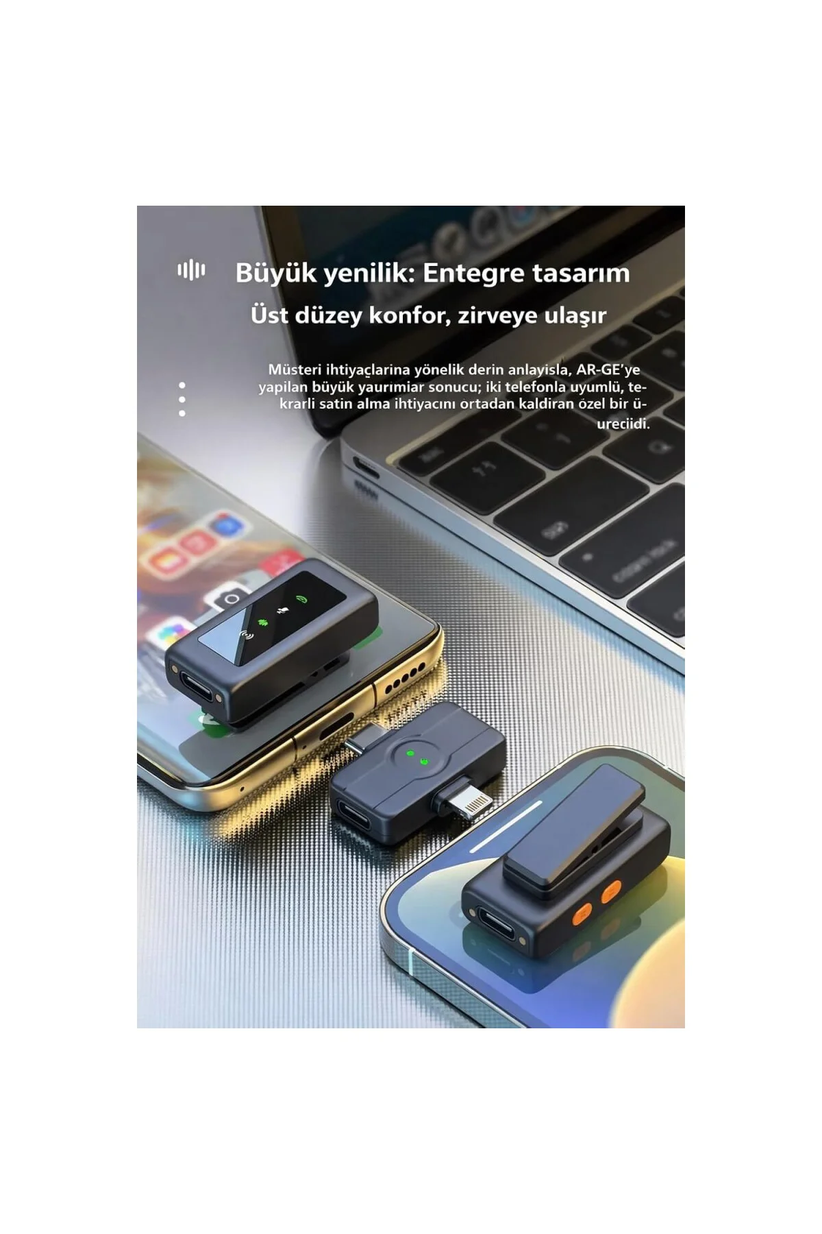 N80 Kablosuz Yaka Mikrofonu 2.4G – Mıknatıslı Klipsli ve Tüylü, G