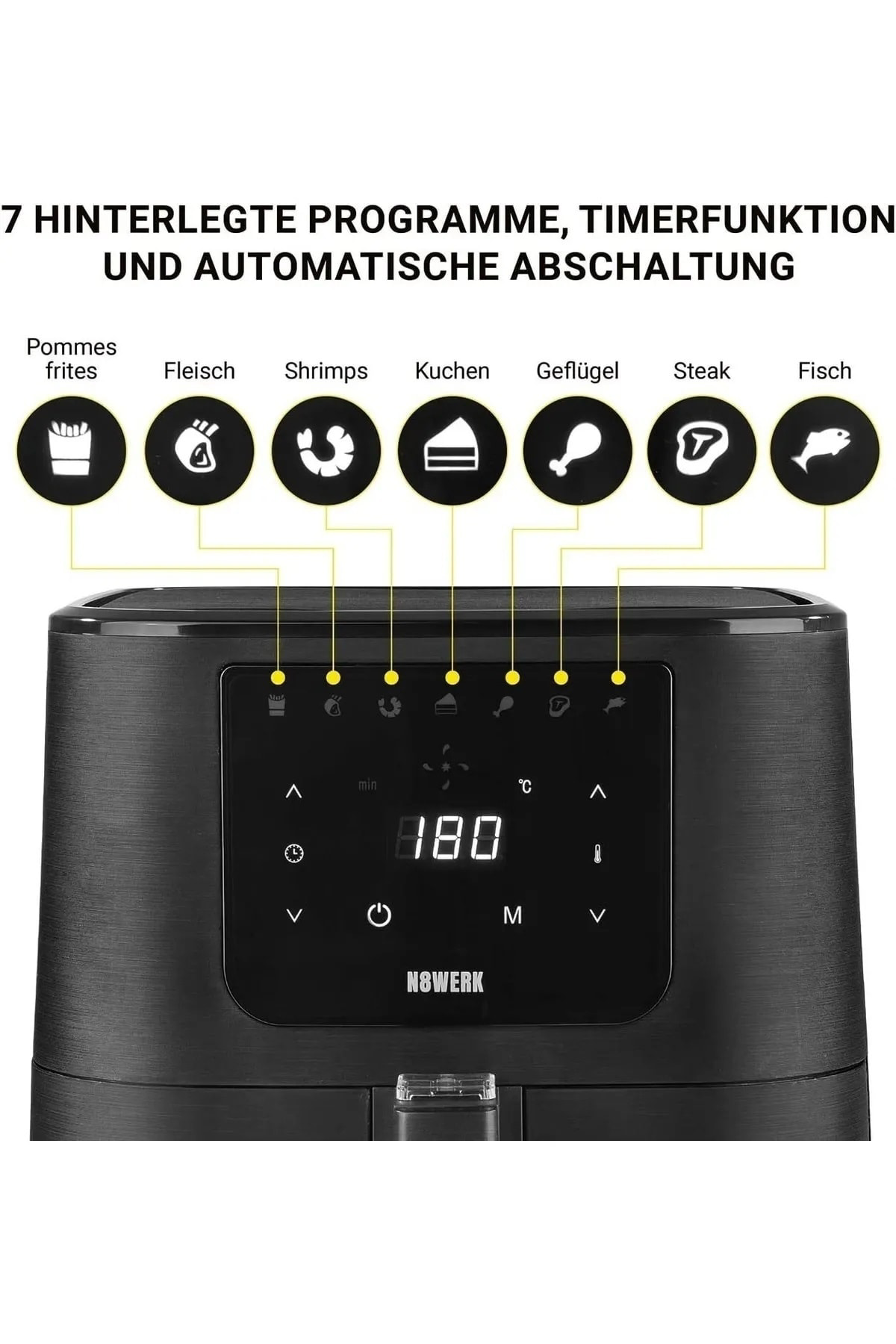 N8WERK Leggno Air Fryer - Dijital Ekran | 7 Program | 5.5l Sepet 