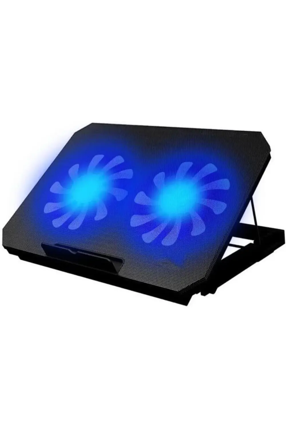 N99 Çift Fanlı Laptop Soğutucu Mavi Led Işıklı Ayarlanabilir Dizü