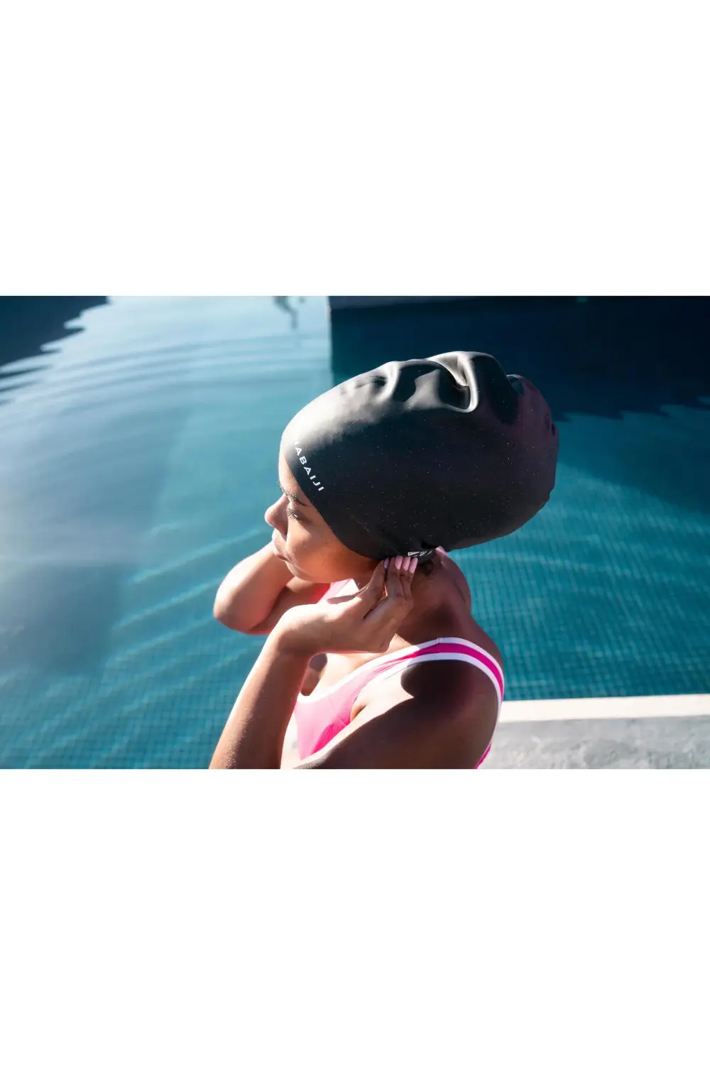 Nabaiji Silikon Havuz Bonesi - Siyah - Hacimli Saçlar - Standart