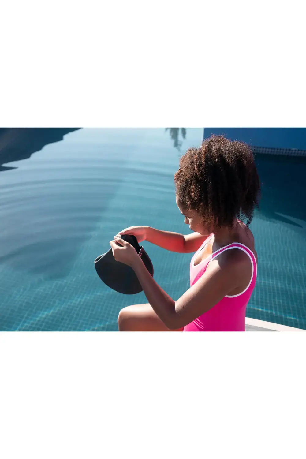 Nabaiji Silikon Havuz Bonesi - Siyah - Hacimli Saçlar - Standart