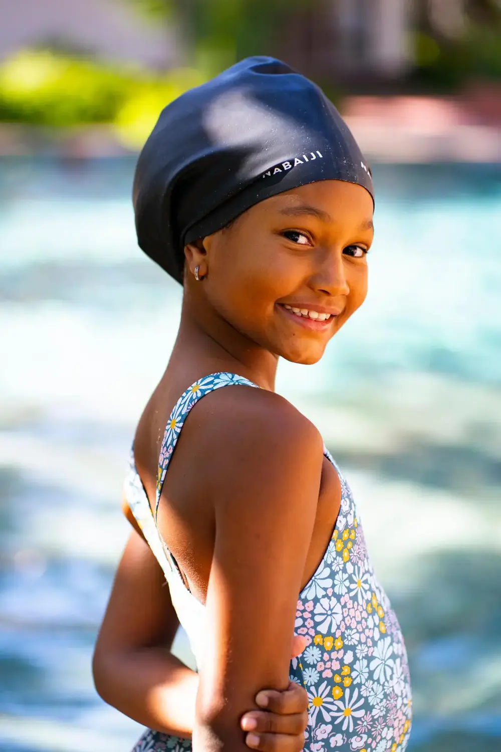 Nabaiji Silikon Havuz Bonesi - Siyah - Hacimli Saçlar - Standart