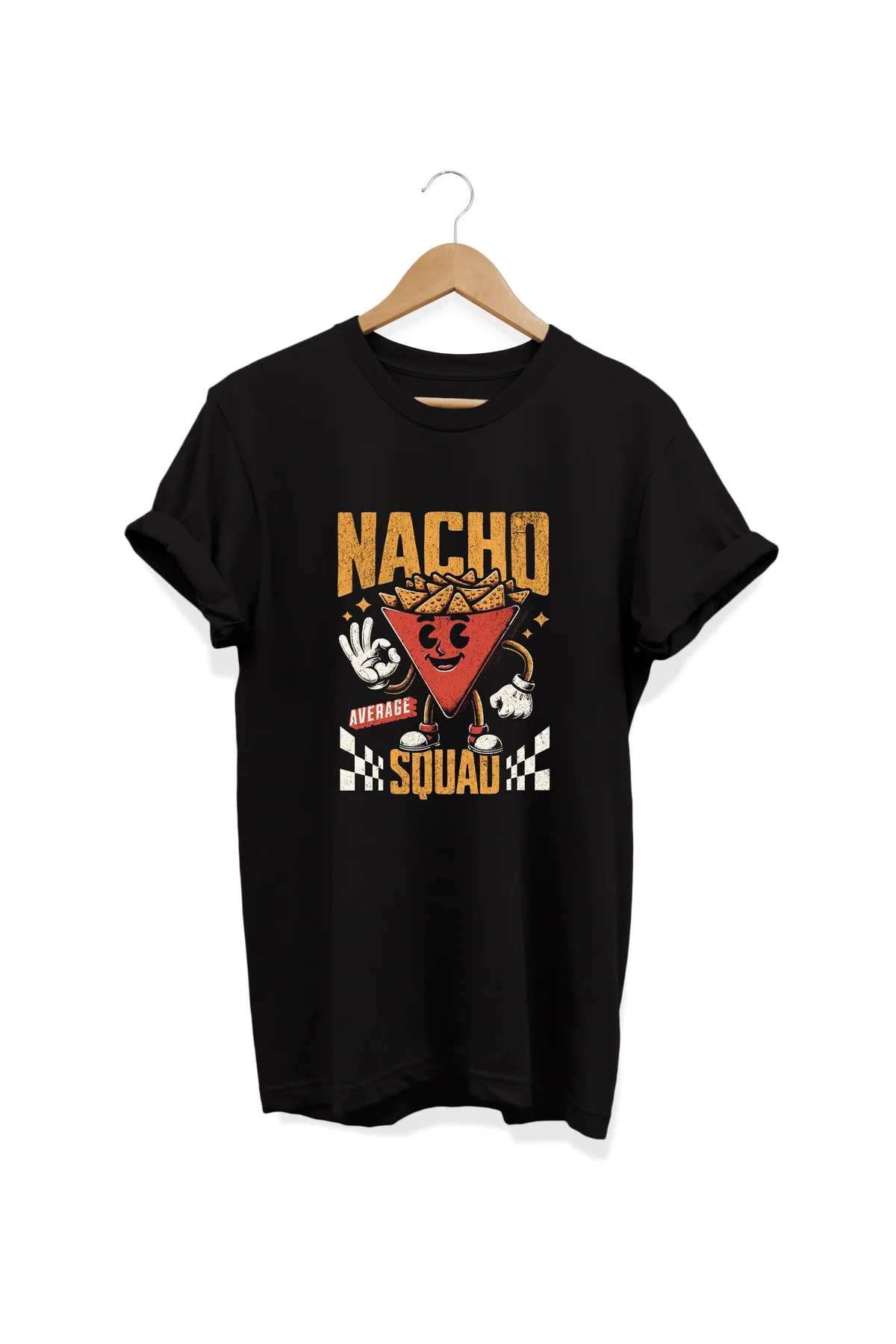 , Nacho Baskılı, %100 Pamuk, Bisiklet Yaka, Oversize T-shirt, Büy