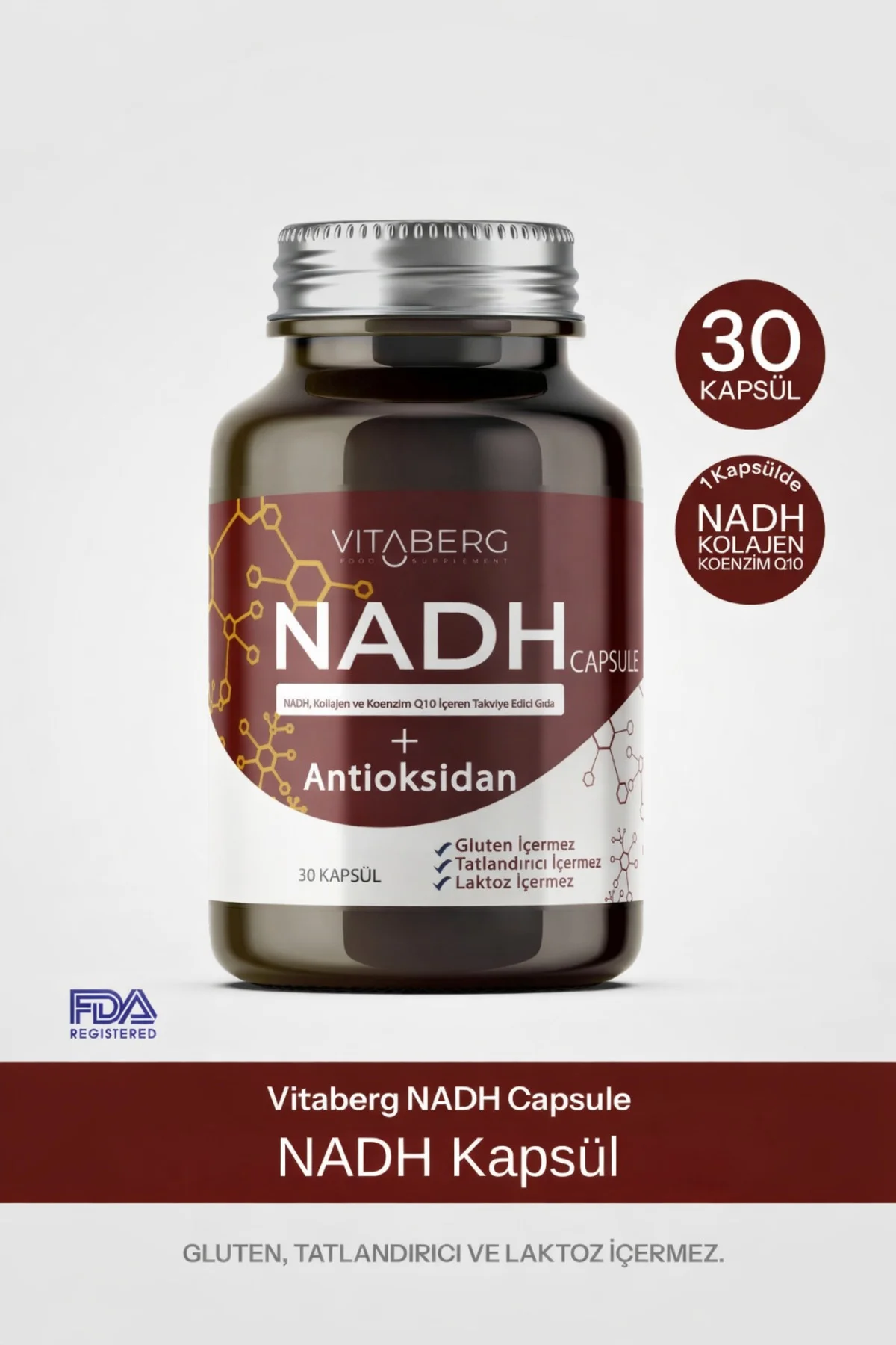 NADH Antioksidan+ | PQQ, Koenzim Q10, Resveratrol, Kolajen Tip II