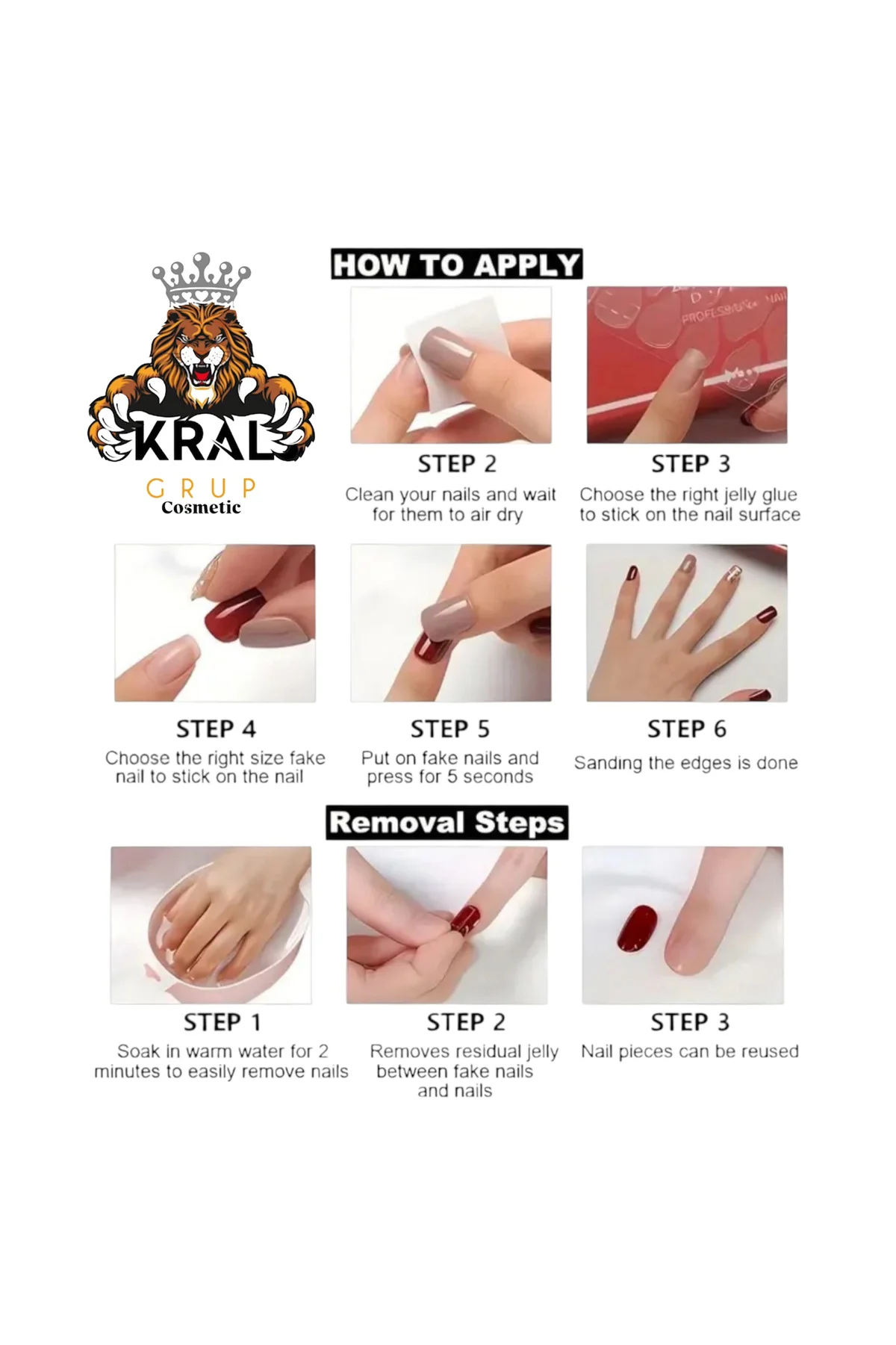 Nail Art Takma Tırnak, Tırnak Seti & Zararsız Yapıştırıcı 24'Lü