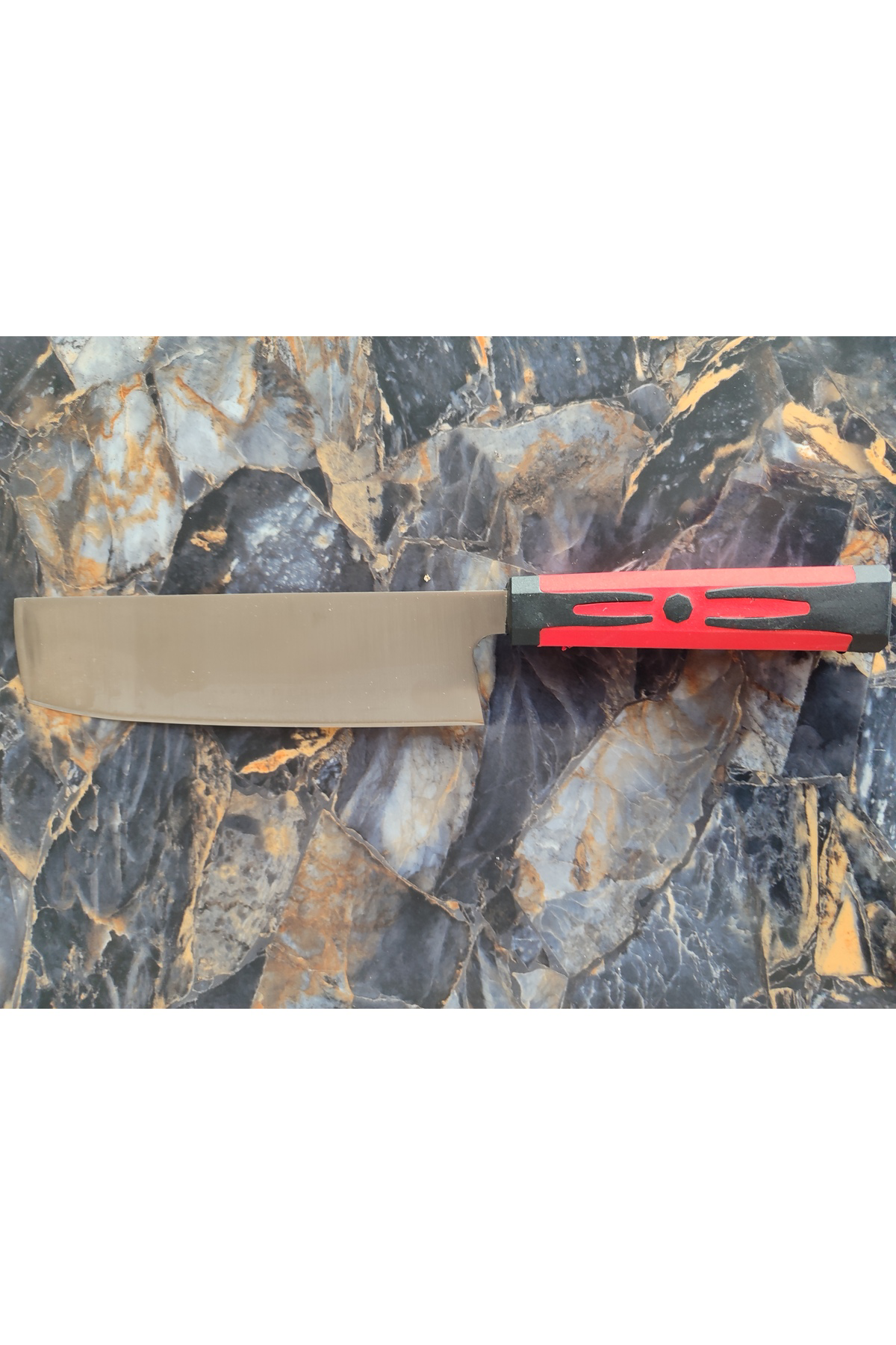 Nakiri Şef Bıçağı – Zülfikar Özkan, Kırmızı-Siyah Silikon Kabze