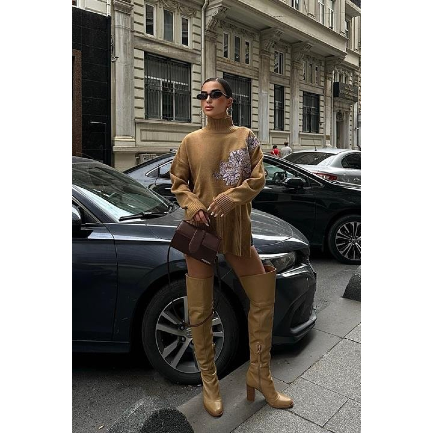 Nakış Detaylı Lucky Life Kadın Triko Kazak