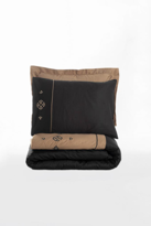 Nakışlı Çift Kişilik Saten Nevresim Takımı Elisa Kahve