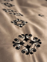 Nakışlı Çift Kişilik Saten Nevresim Takımı Elisa Kahve