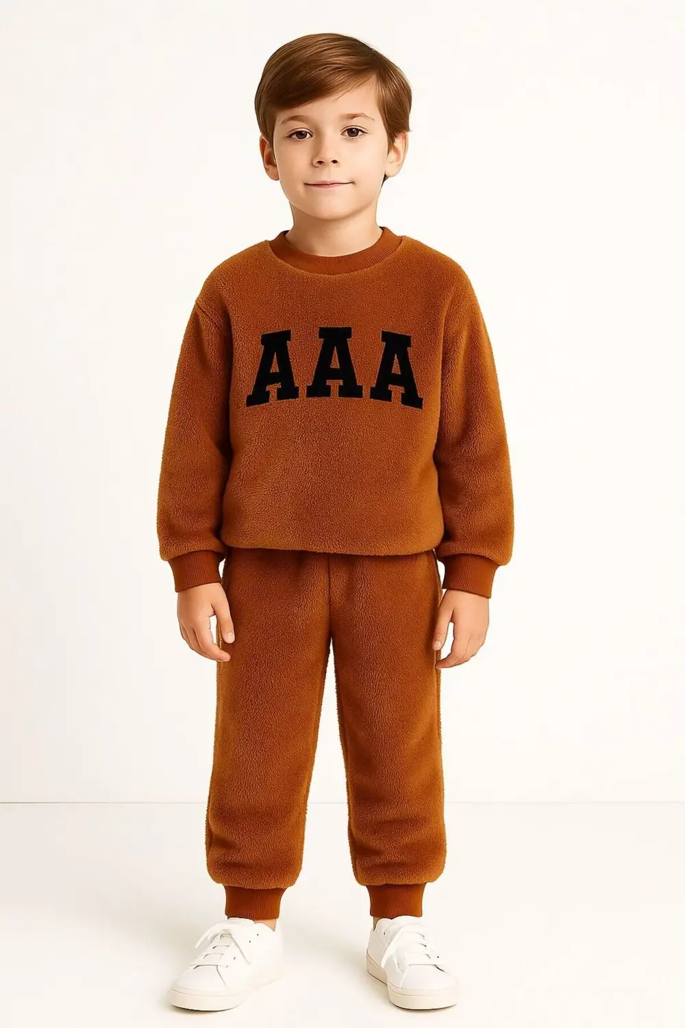 Nakışlı Kız ve Erkek Çocuk Unisex Tüy Peluş Polar 2'li Takım