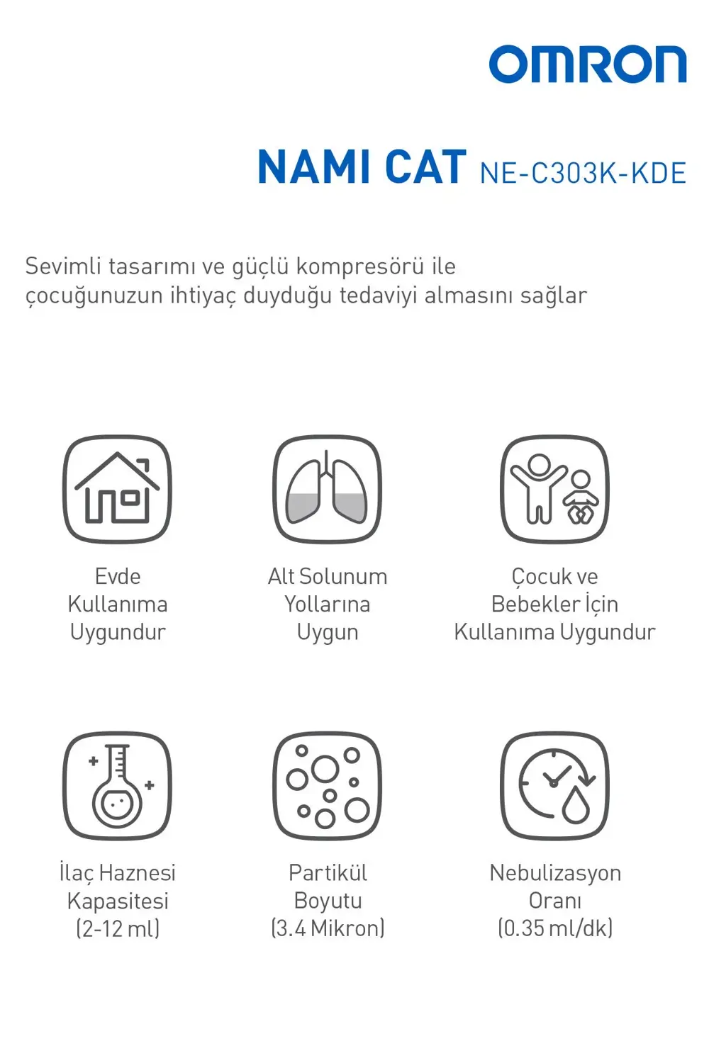 Nami Cat, Çocuklara Uygun Sevimli Nebulizatör NE-C303K-KDE