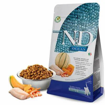 N&D Ocean Morina Balıklı Balkabaklı Karidesli Kavunlu Tahılsız Yavru Kedi Maması 5 Kg N&D Ocean Morina Balıklı Balkabaklı Karidesli Kavunlu Tahılsız Yavru Kedi Maması 5 Kg