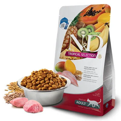 N&amp;D Tropical Selection Tavuklu ve Tropikal Meyveli Yetişkin Kedi Maması 1,5 Kg