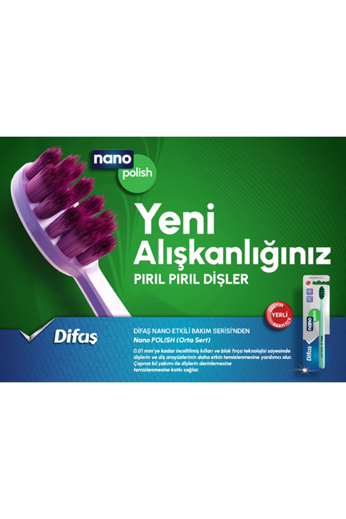 Nano Polish Orta Sert (Medium) Diş Fırçası (2 Adet)
