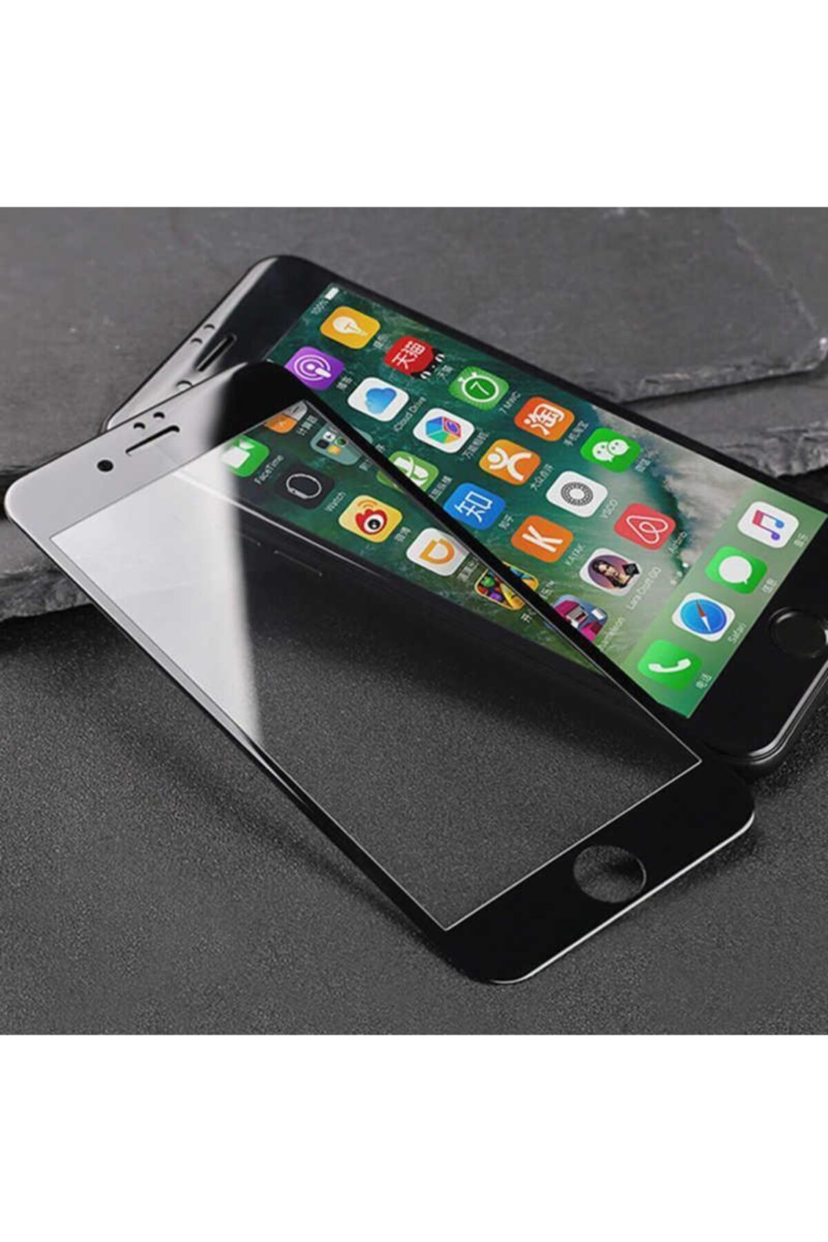 Nano Teknoloji Cam Iphone 7g Siyah Kırılmaz Cam Ekran Koruyucu Kırılmaz