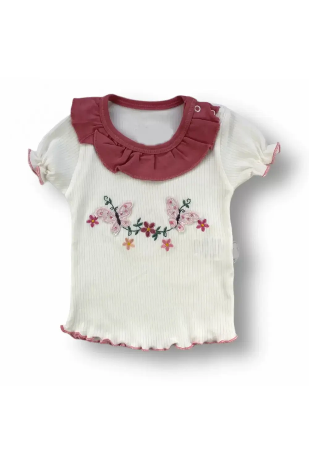 Nar Çiçeği Roman Şalvar Kısa Kollu 3'lü Bebek Kız Takımı