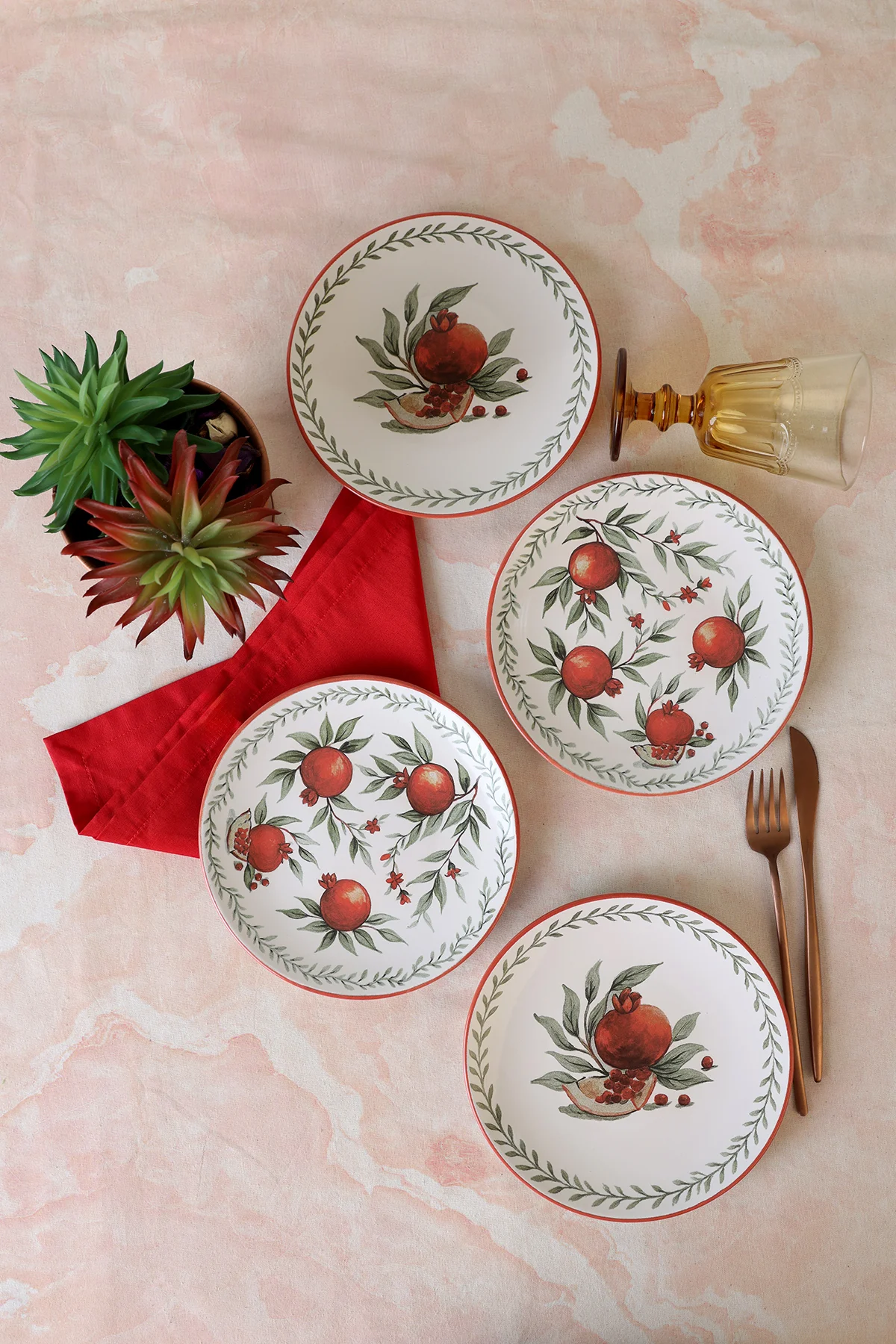 Nar Ege Pasta Tabağı 20 Cm 4 Adet 23800-01