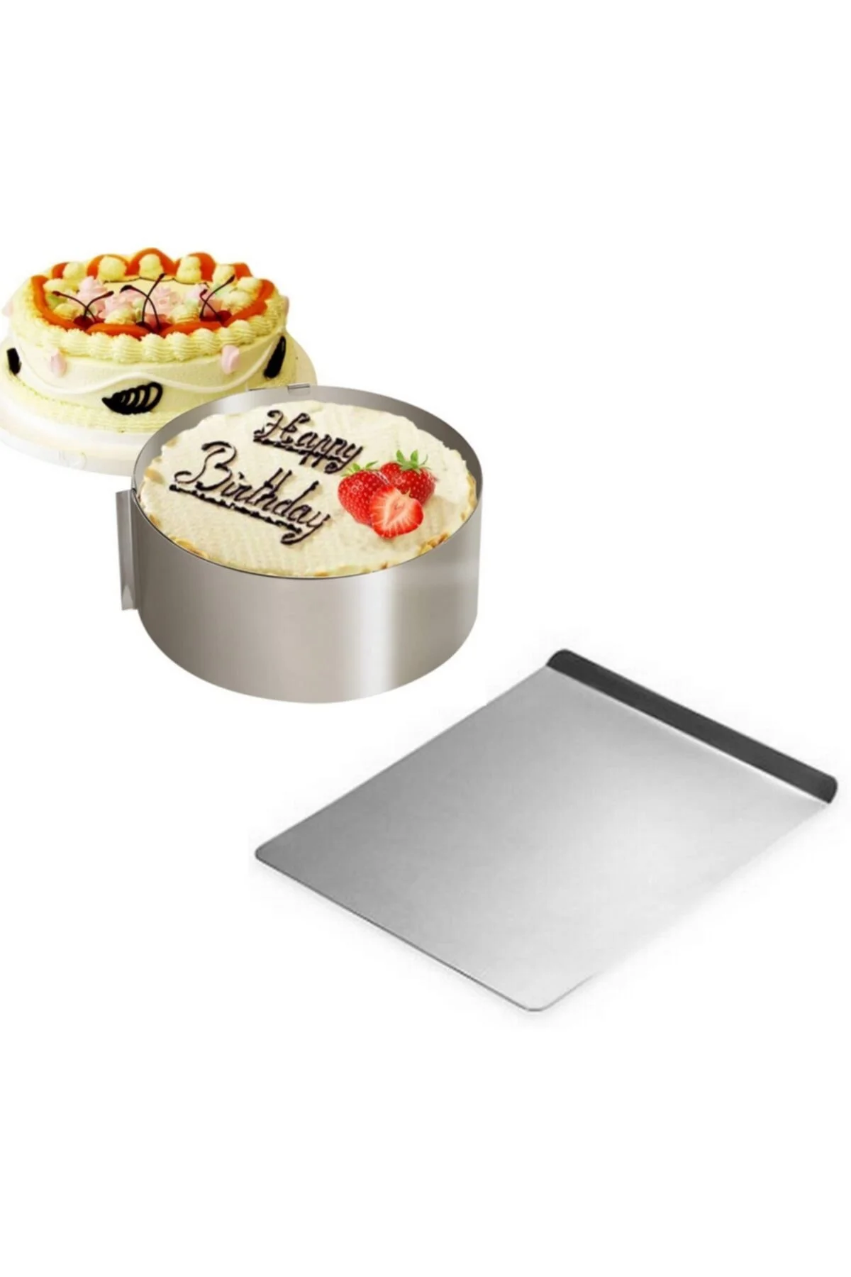 Narkalıp Ayarlanabilir 10 Cm Yuvarlak Kek Pasta Kalıbı Çemberi Ve Metal Altlık