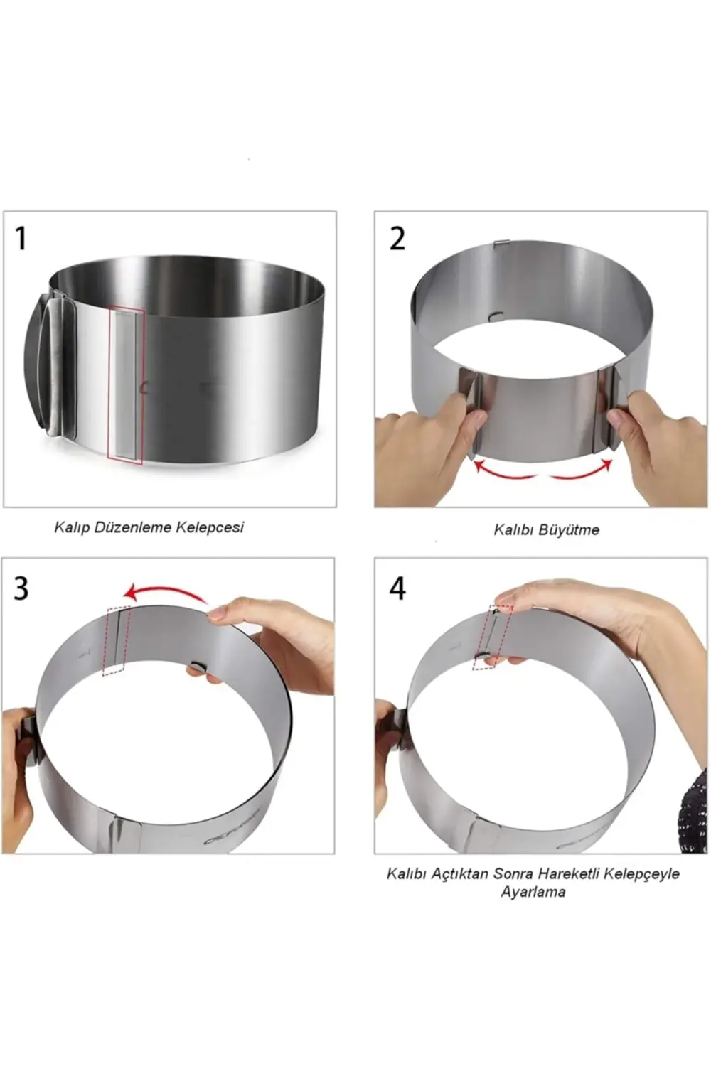 Nar Kalıp Narkalıp Ayarlanabilir 10 Cm Yuvarlak Kek Pasta Kalıbı Çemberi Ve