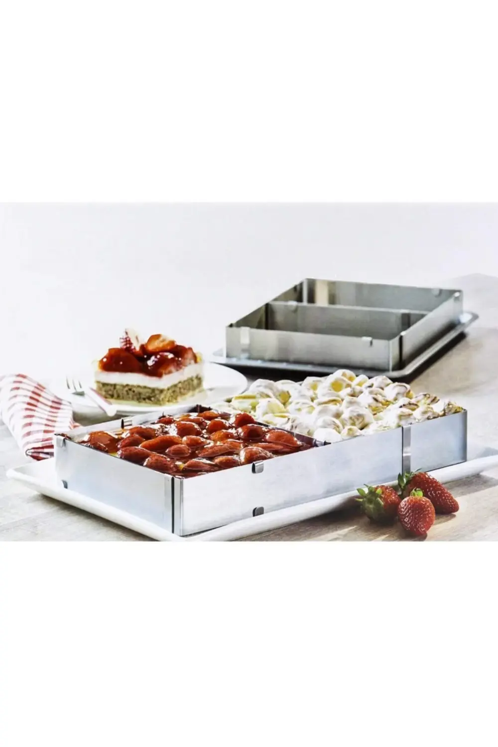 Nar Kalıp Narkalıp Dikdörtgen Bölmeli Kek Kalıbı Derinlik 10 Cm