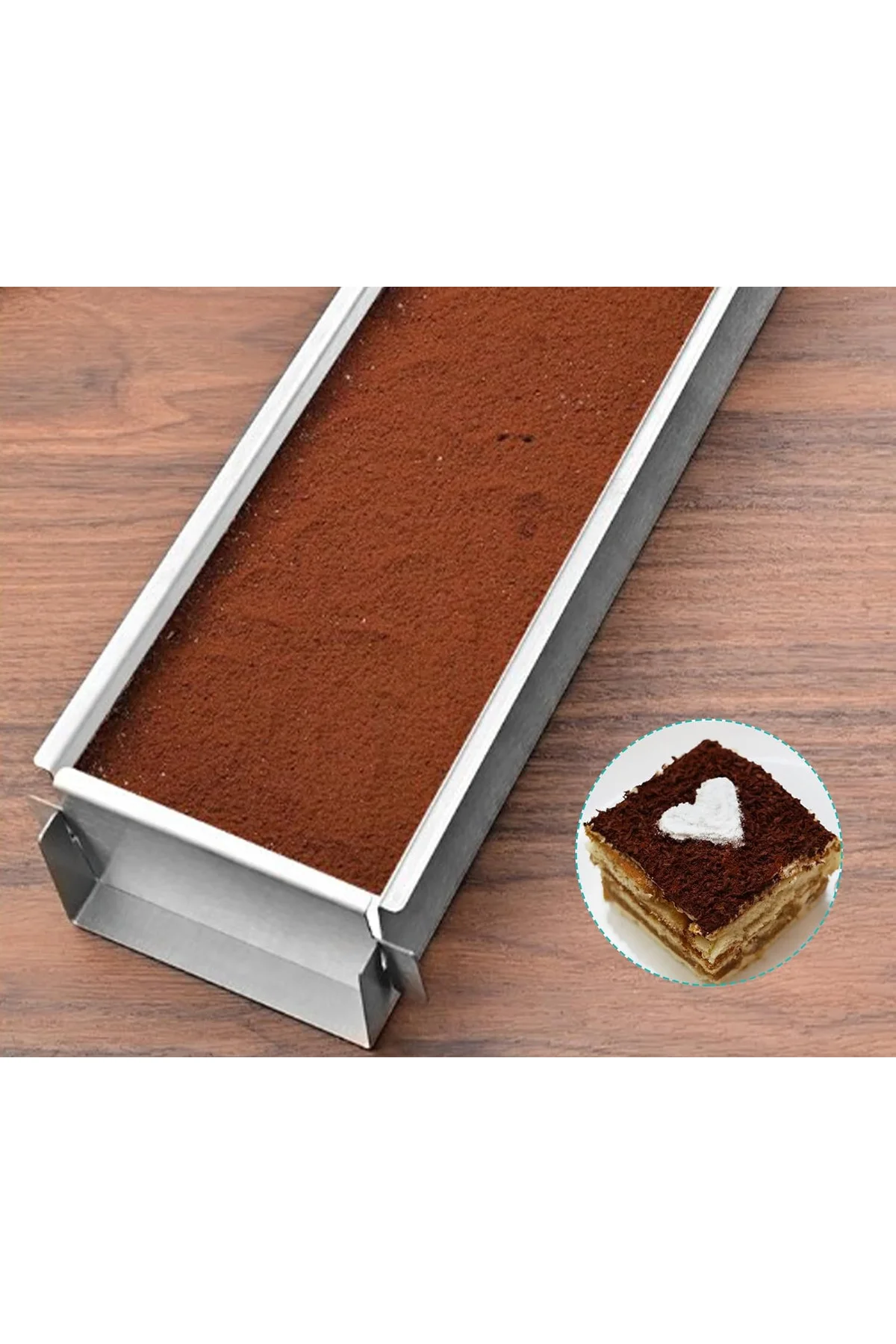 Narkalıp Dikdörtken Tiramisu Pasta Kek Brownie Kalıbı Boy 40cm En