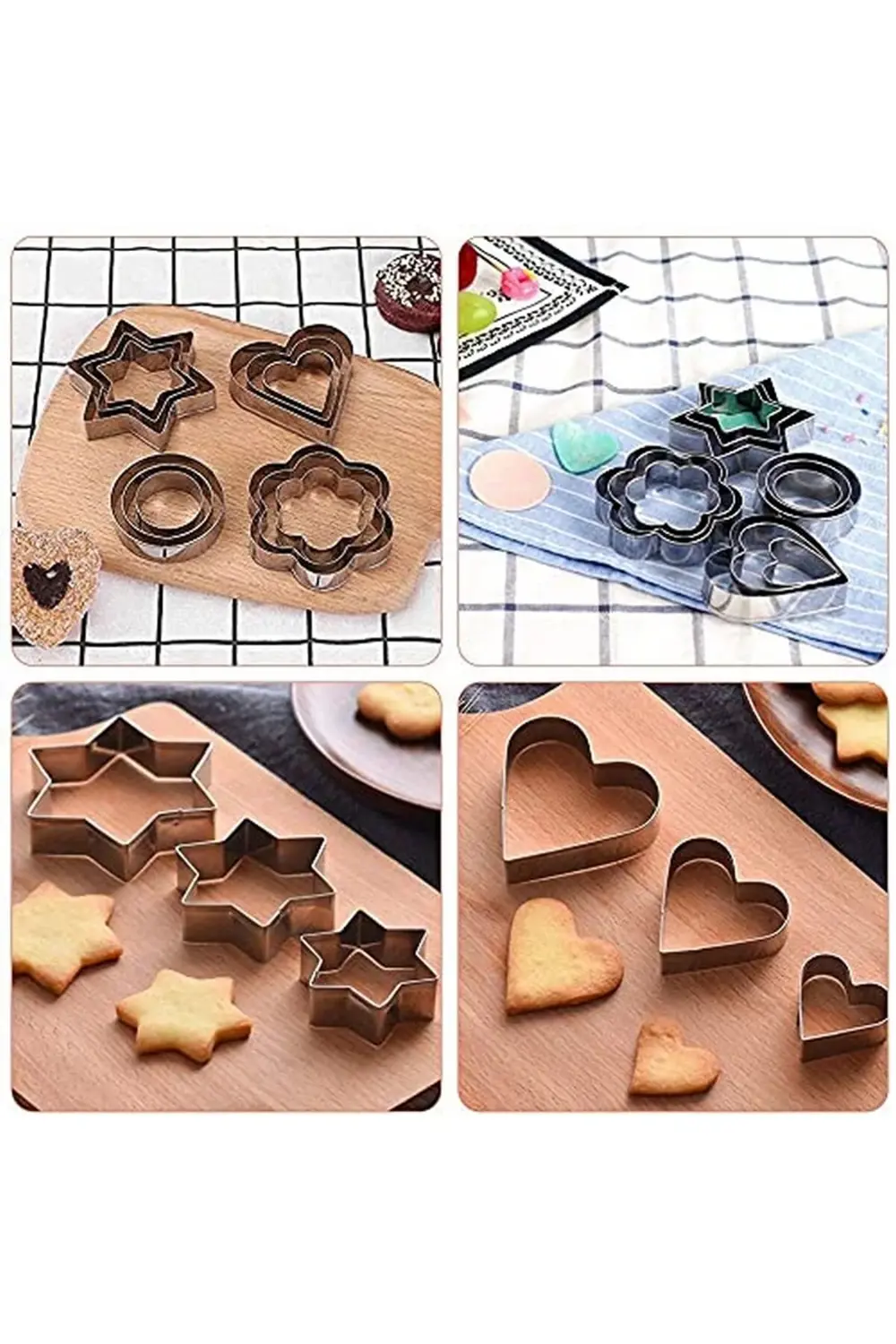 Nar Kalıp Narkalıp Kalp Yıldız Şeklinde Kurabiye Kalıbı 6 Lı Set