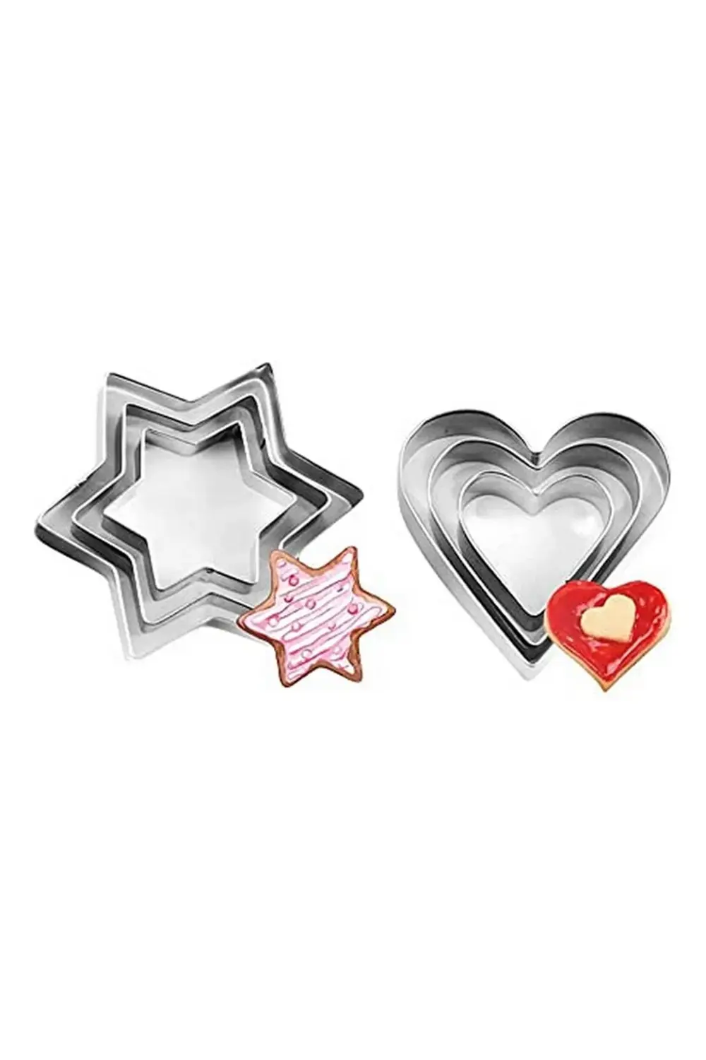 Nar Kalıp Narkalıp Kalp Yıldız Şeklinde Kurabiye Kalıbı 6 Lı Set
