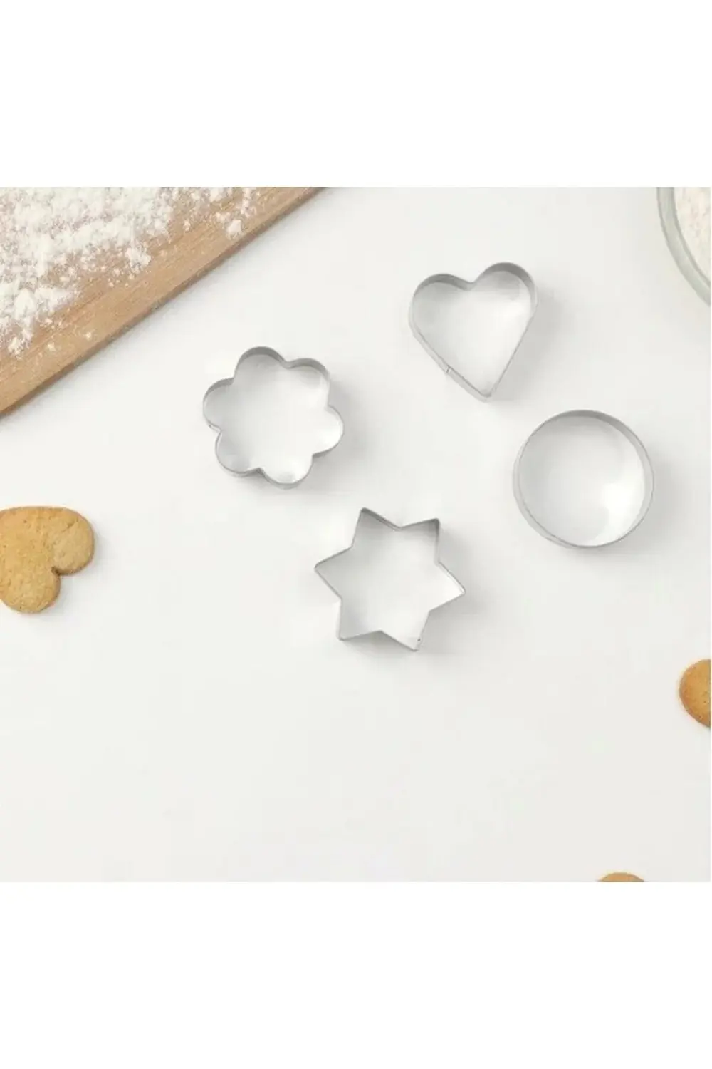 Nar Kalıp Narkalıp Kalp Yıldız Yuvarlak Çiçek Kurabiye Kalıbı 4 Lü Çap 6 Cm