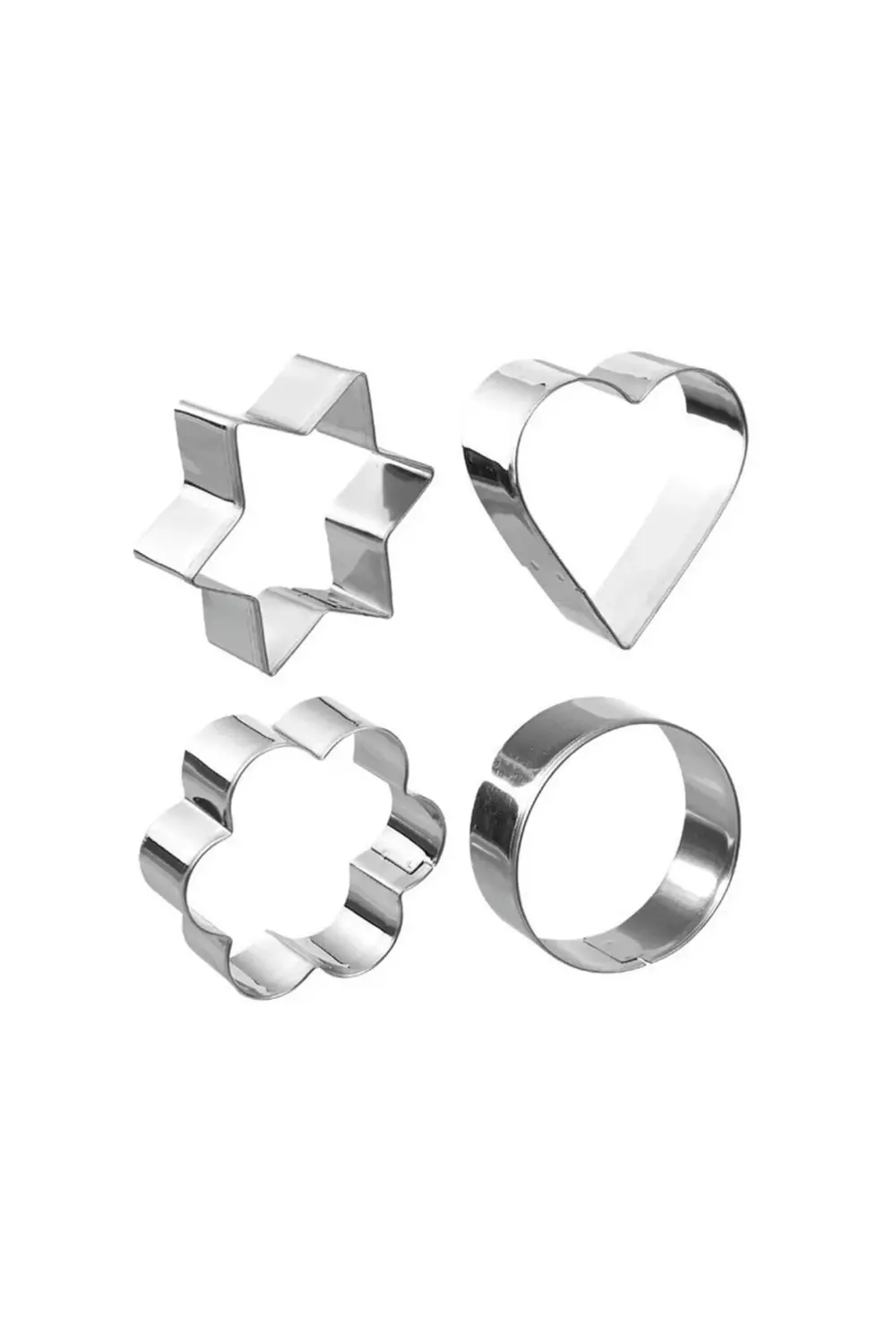 Nar Kalıp Narkalıp Kalp Yıldız Yuvarlak Çiçek Kurabiye Kalıbı 4 Lü Çap 6 Cm