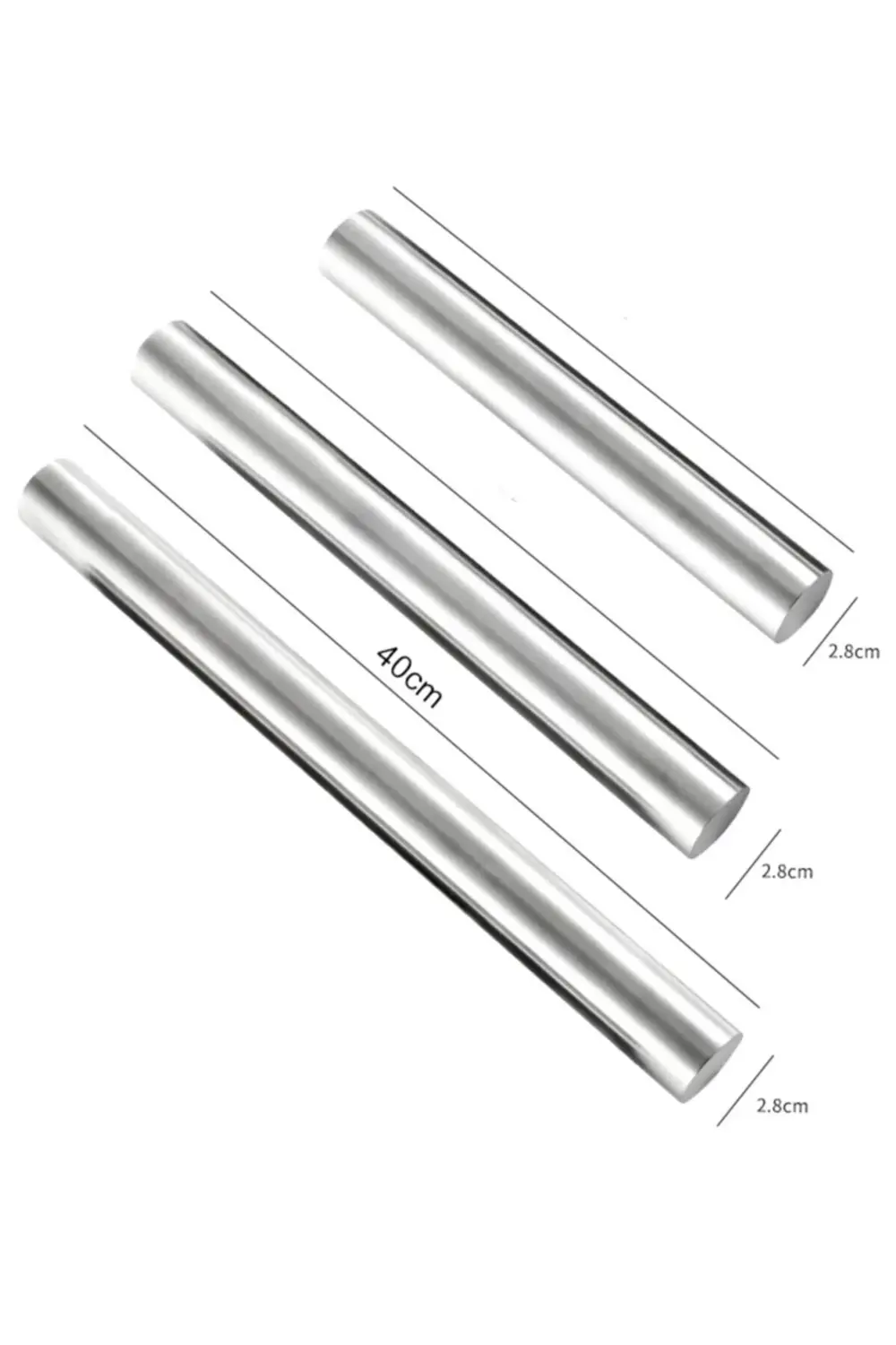 Narkalıp Oklava ,merdane Paslanmaz Çelik 40x2,8 Cm