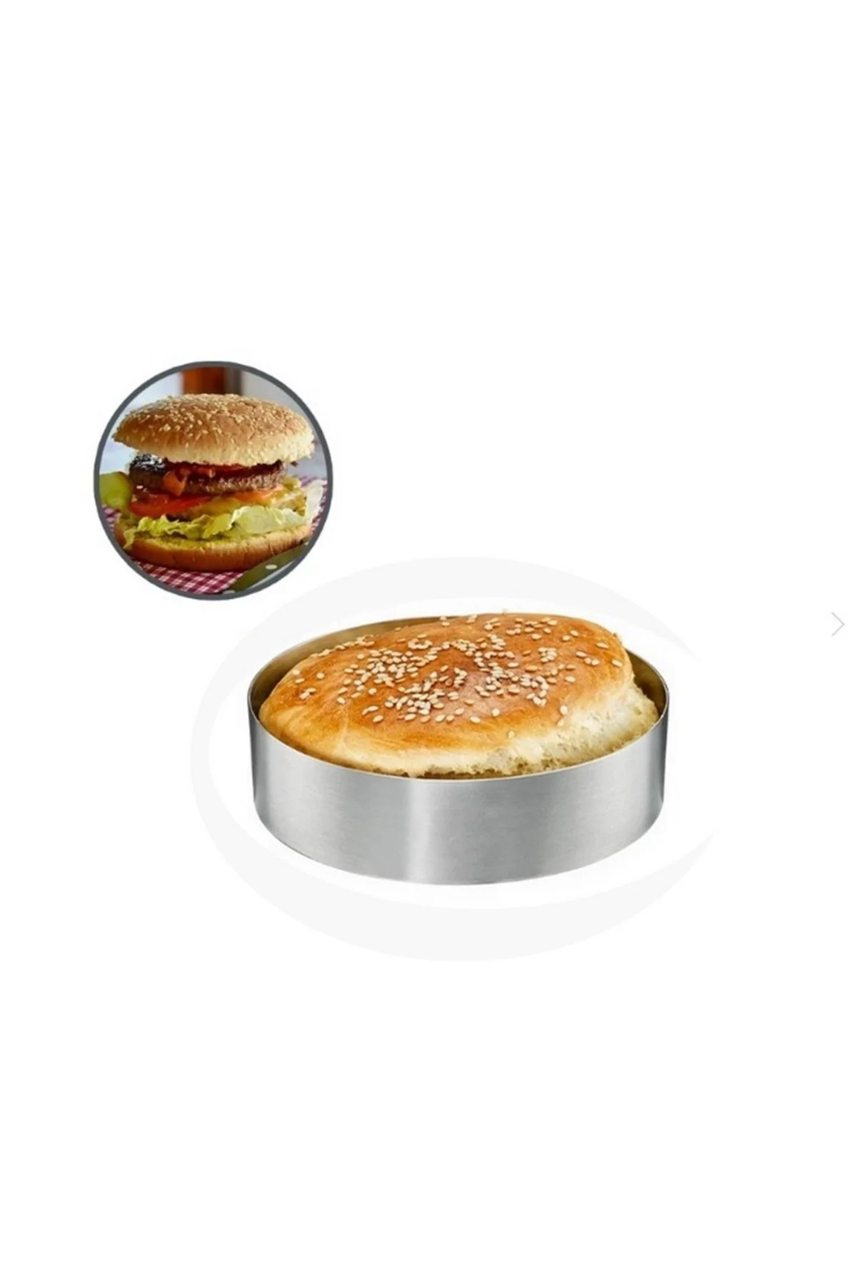 Narkalıp Paslanmaz Çelik Hamburger Ekmeği Pişirme Kalıbı Çap 11 C