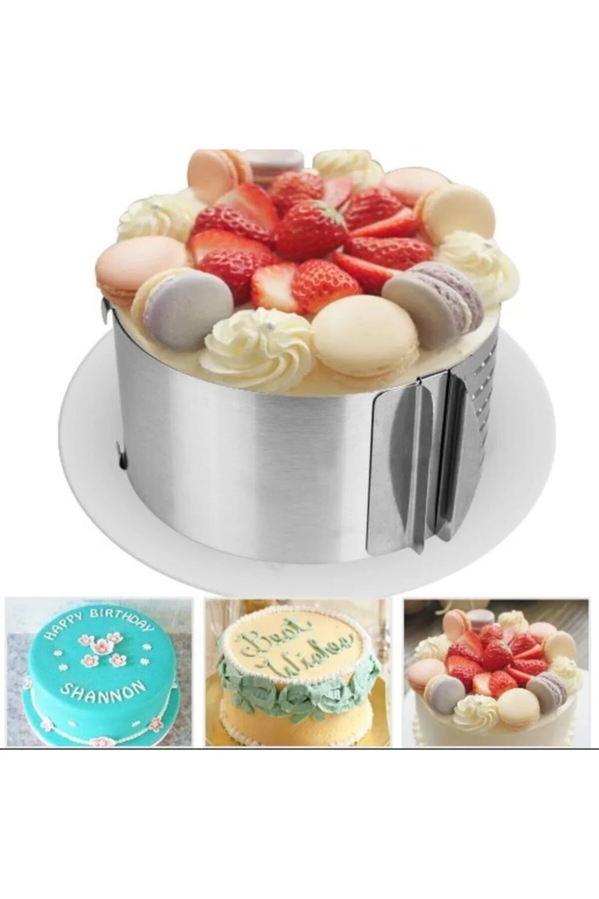 Narkalıp Paslanmaz Çelik Ayarlanabilir Kek Kalıbı 16cm-30cm Derin