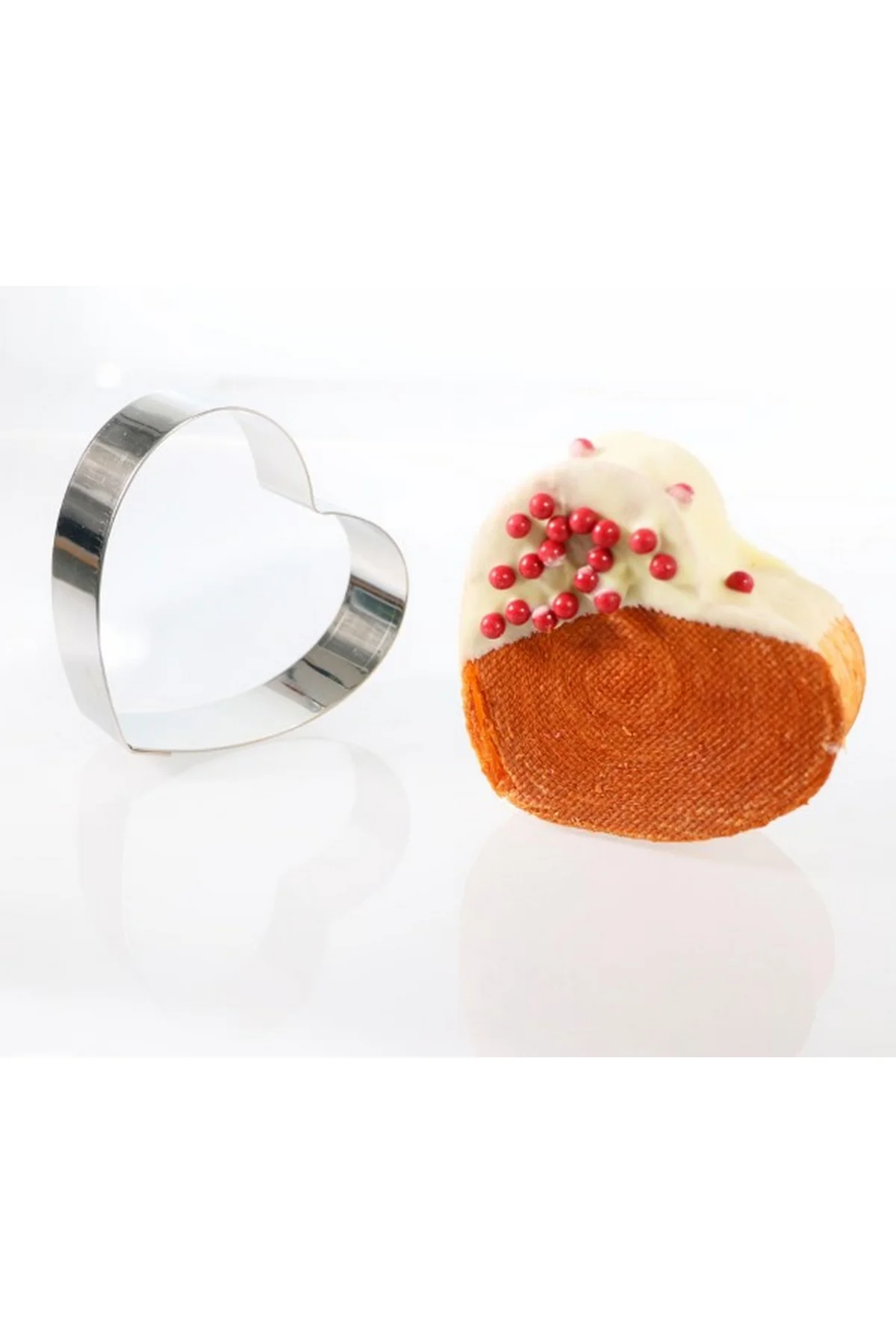 Narkalıp Paslanmaz Çelik Kalp Krovosan Roll Kalıbı Boy 10cm Derinlik 3,5cm