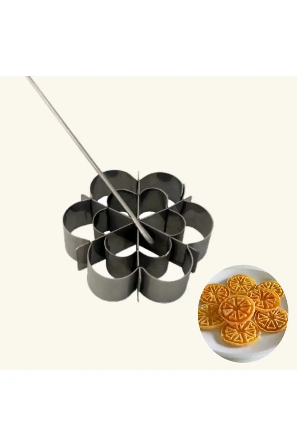 Nar Kalıp Narkalıp Paslanmaz Çelik Demir Tatlısı Kalıbı İkili Çiçek Modeli