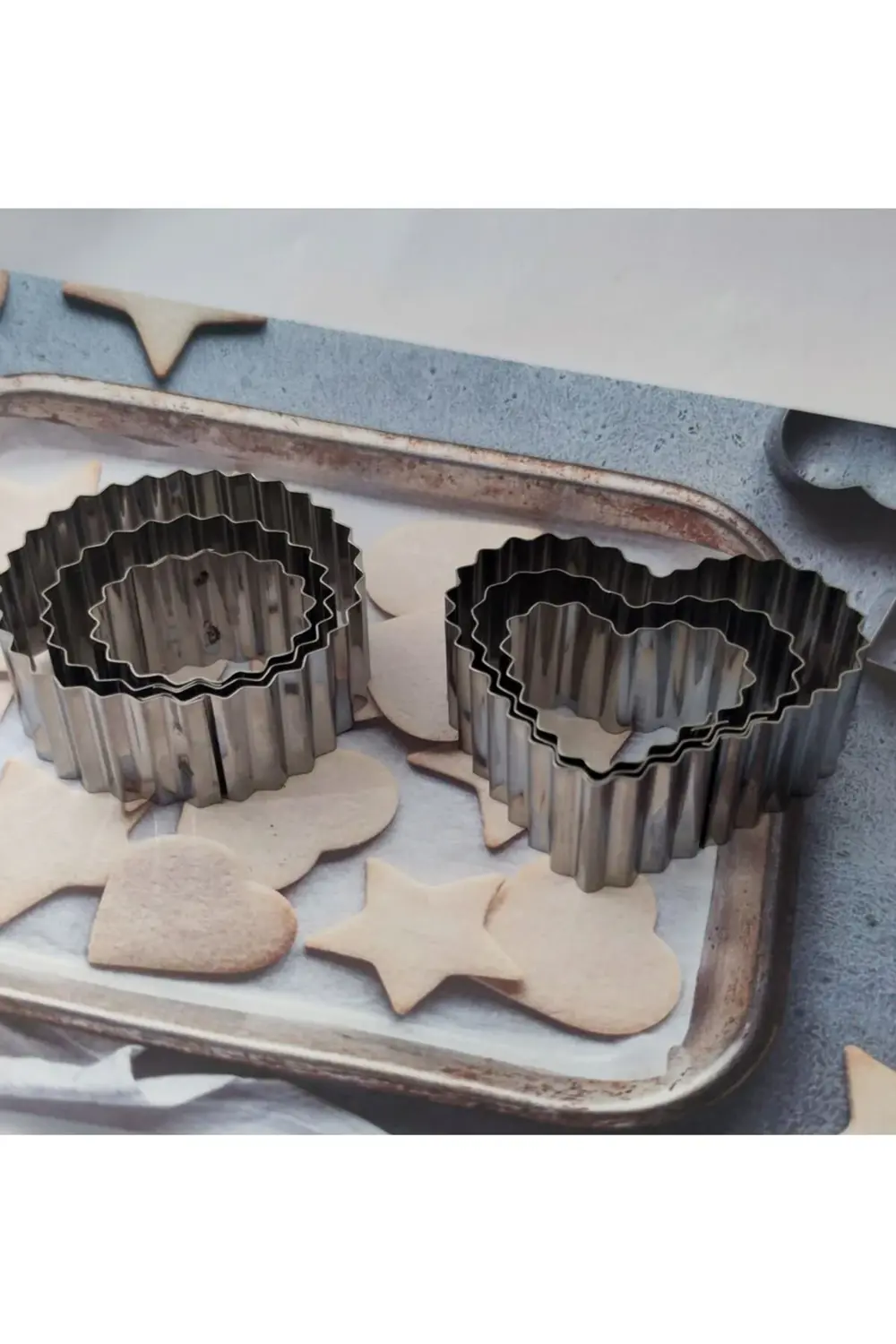 Nar Kalıp Narkalıp Paslanmaz Kare Yuvarlak Tırtıklı Kurabiye Kalıbı 6 Lı